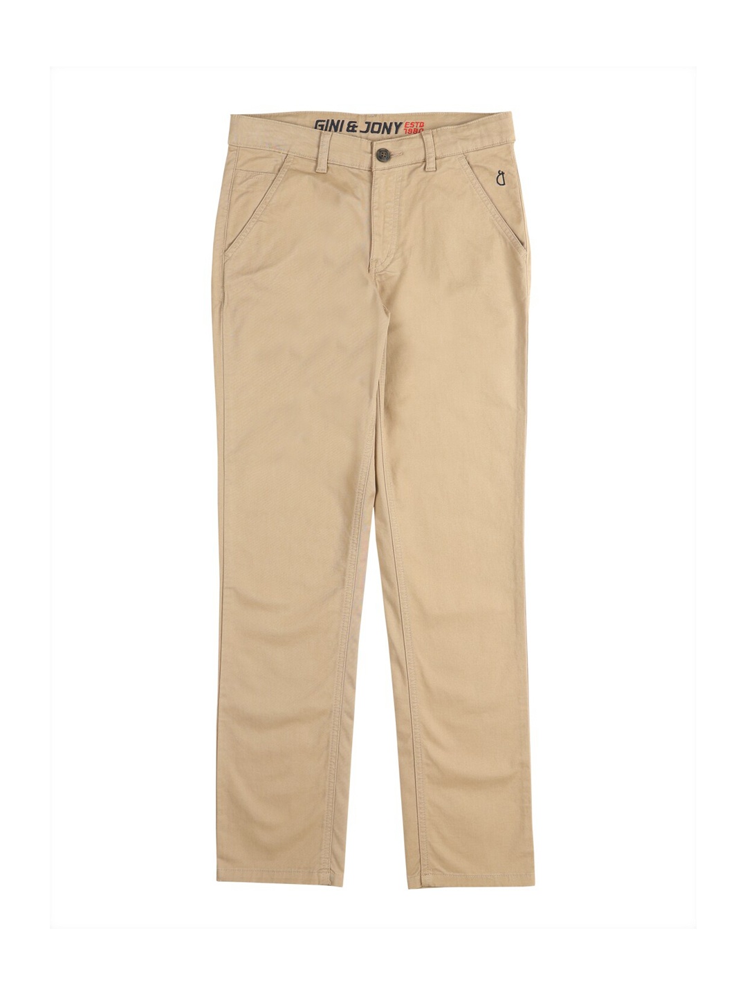 

Gini and Jony Boys Mid-Rise Cotton Trousers, Beige