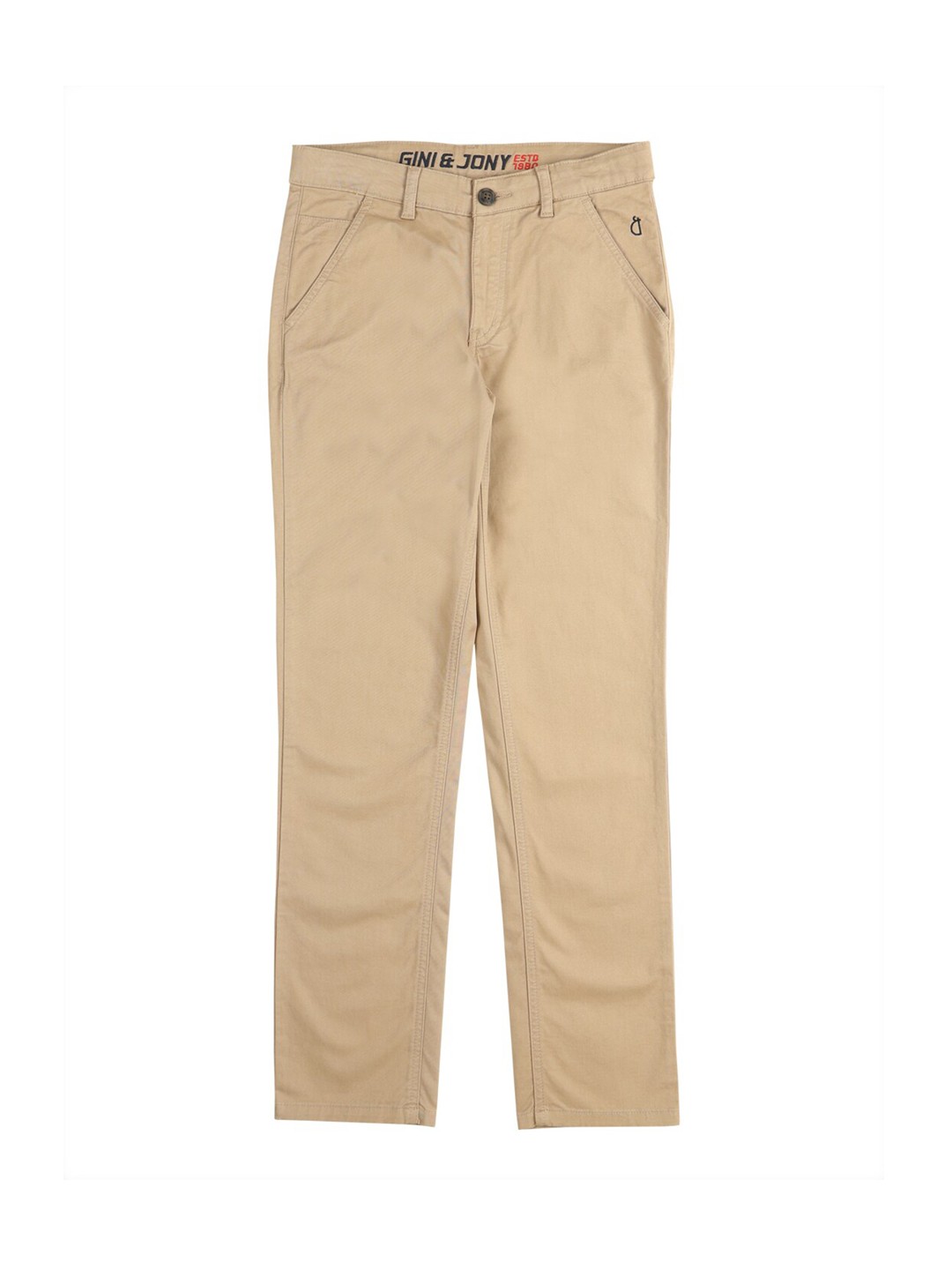 

Gini and Jony Boys Mid-Rise Cotton Trousers, Beige