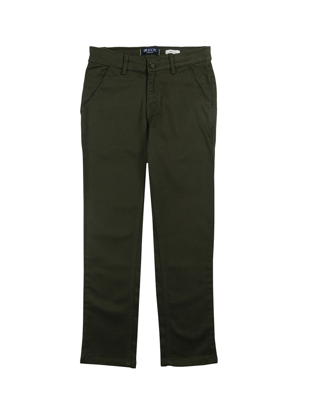 

Gini and Jony Boys Mid-Rise Cotton Trousers, Olive