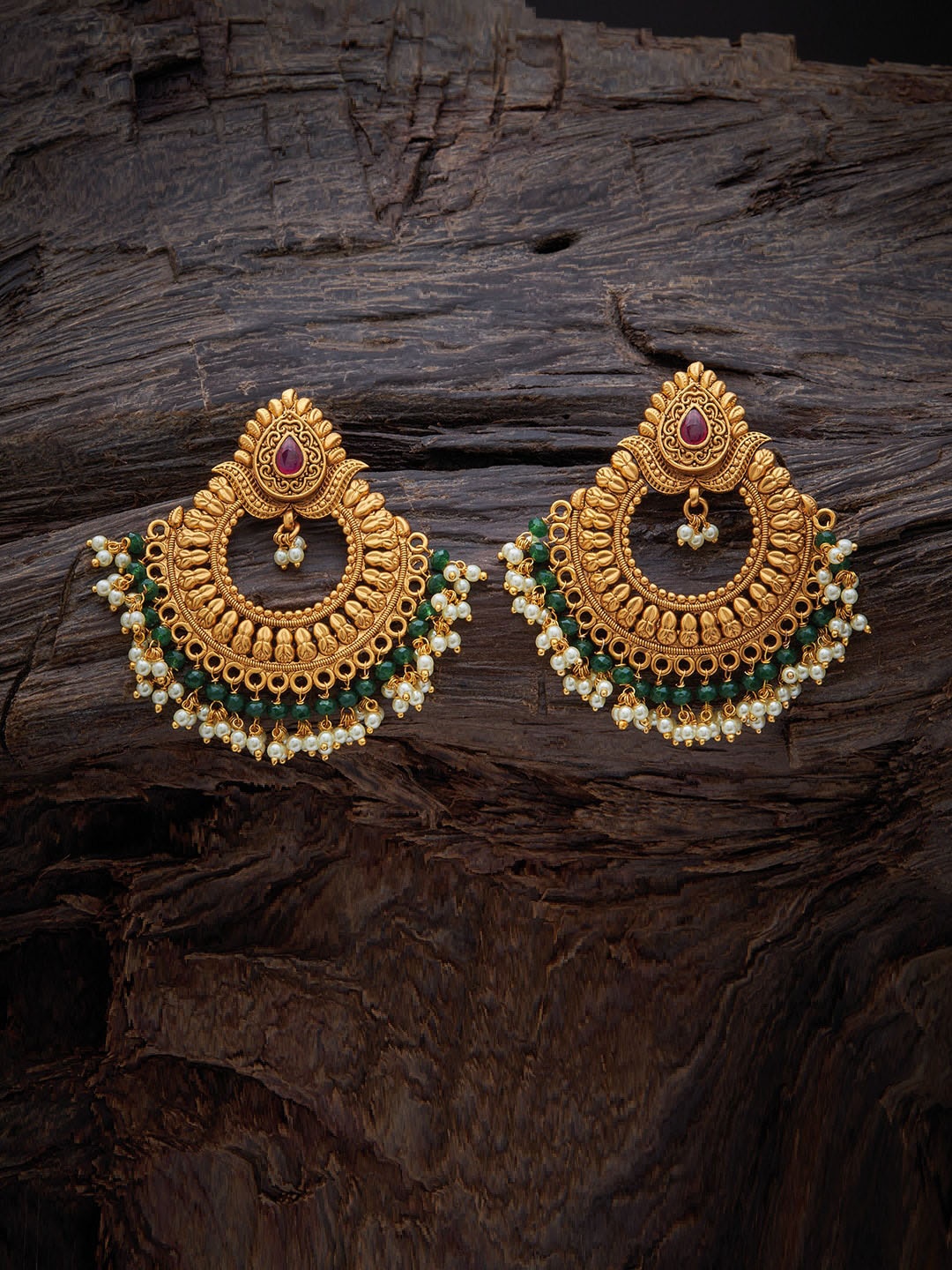 

Kushal's Fashion Jewellery Gold-Plated Crescent Shaped Studs Earrings, White