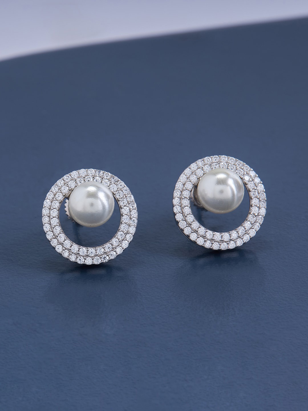 

Kushal's Fashion Jewellery White Circular Studs Earrings