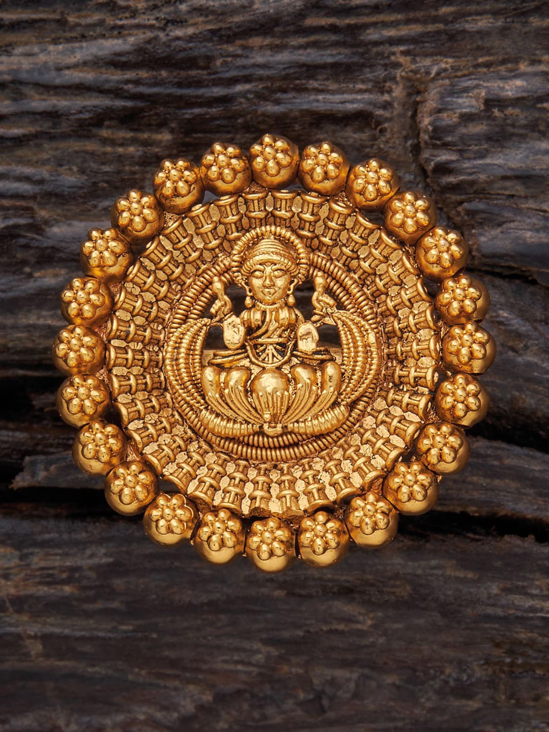 

Kushal's Fashion Jewellery Gold-Plated Temple Adjustable Finger Ring