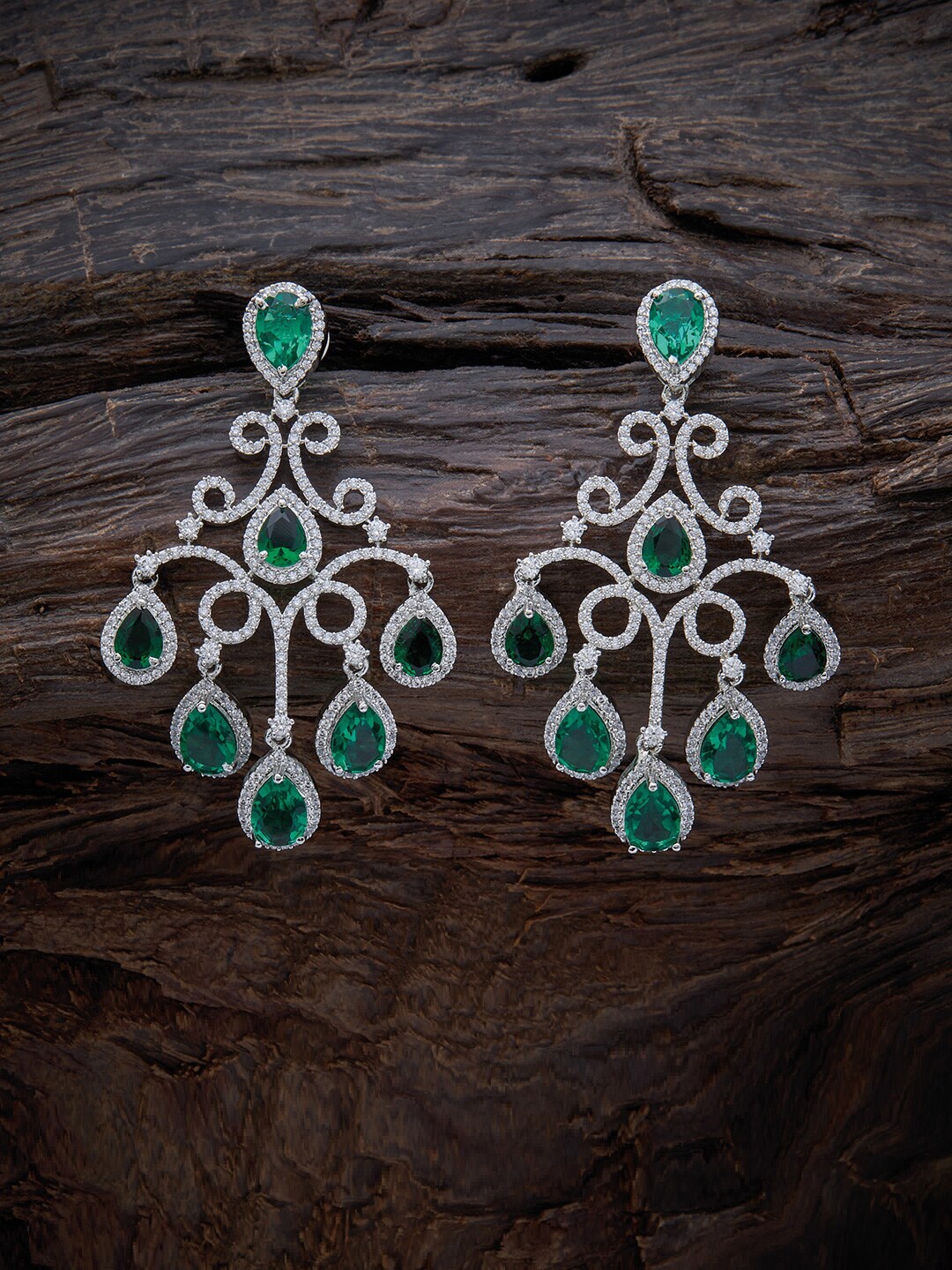 

Kushal's Fashion Jewellery Green Teardrop Shaped Studs Earrings