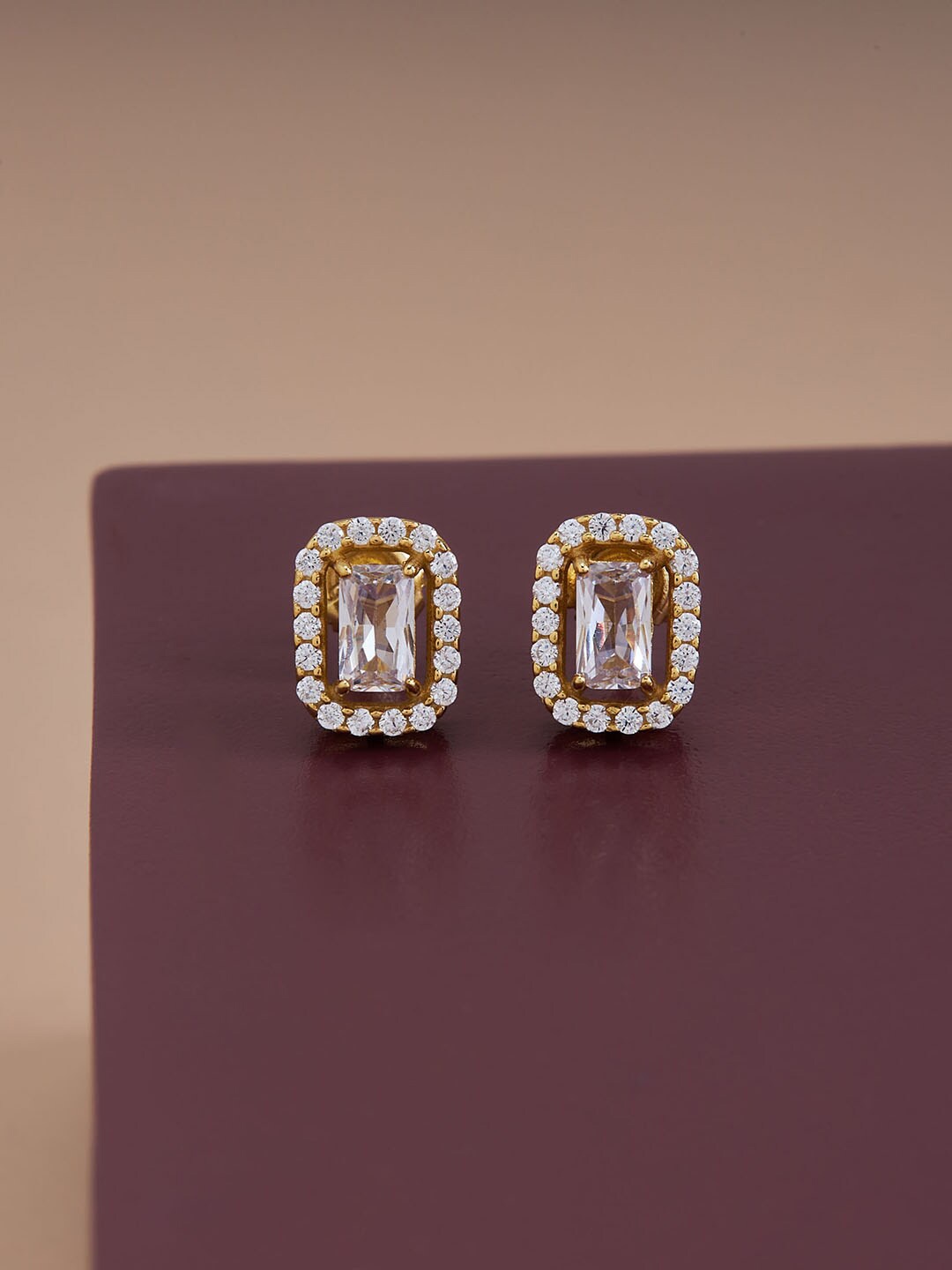 

Kushal's Fashion Jewellery Gold Plated Geometric Shape Studs Earrings, White