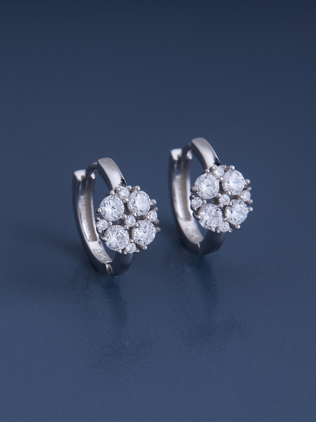 

Kushal's Fashion Jewellery White Floral Half Hoop Earrings