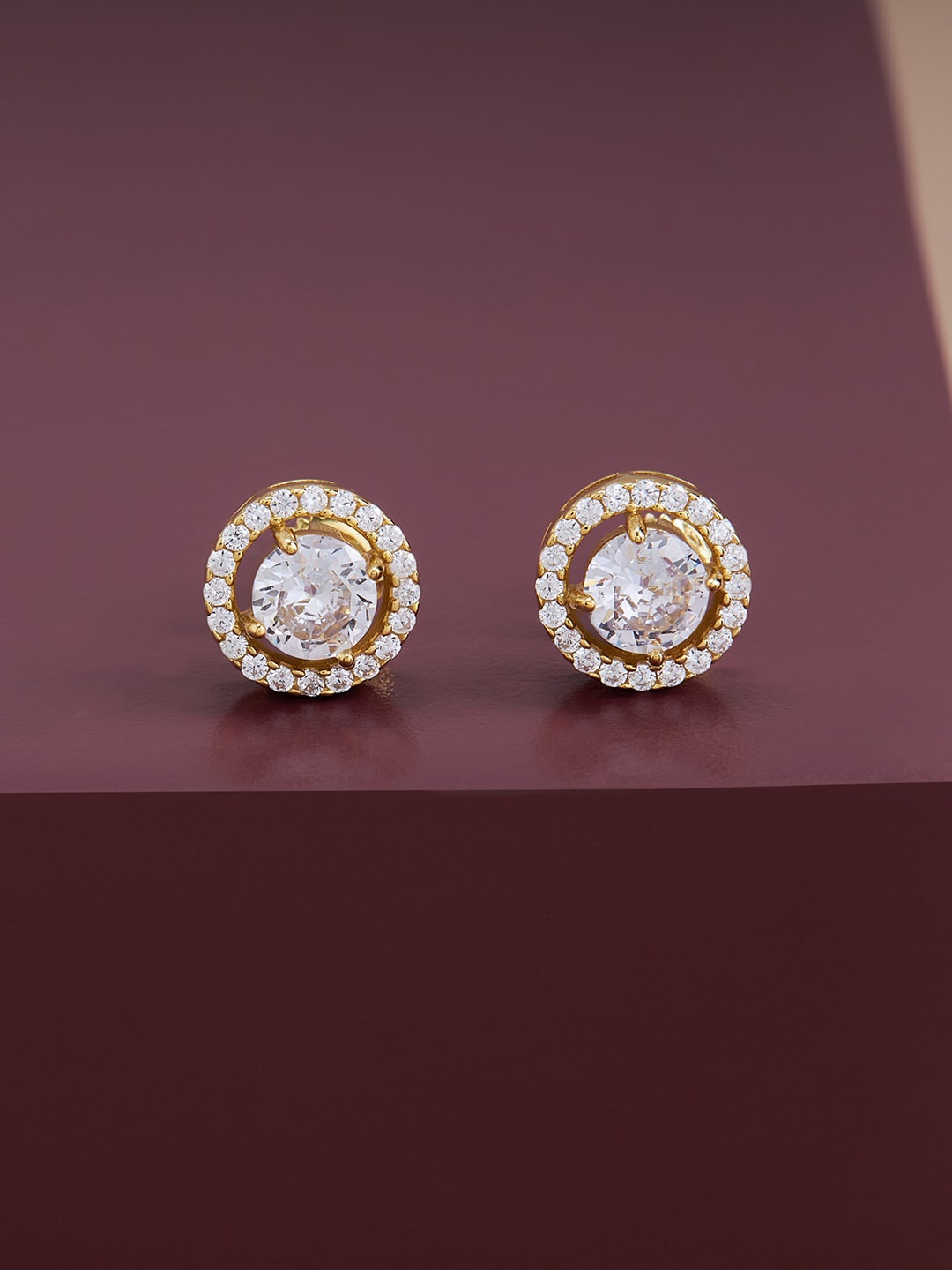 

Kushal's Fashion Jewellery Gold Plated Circular Studs Earrings, White