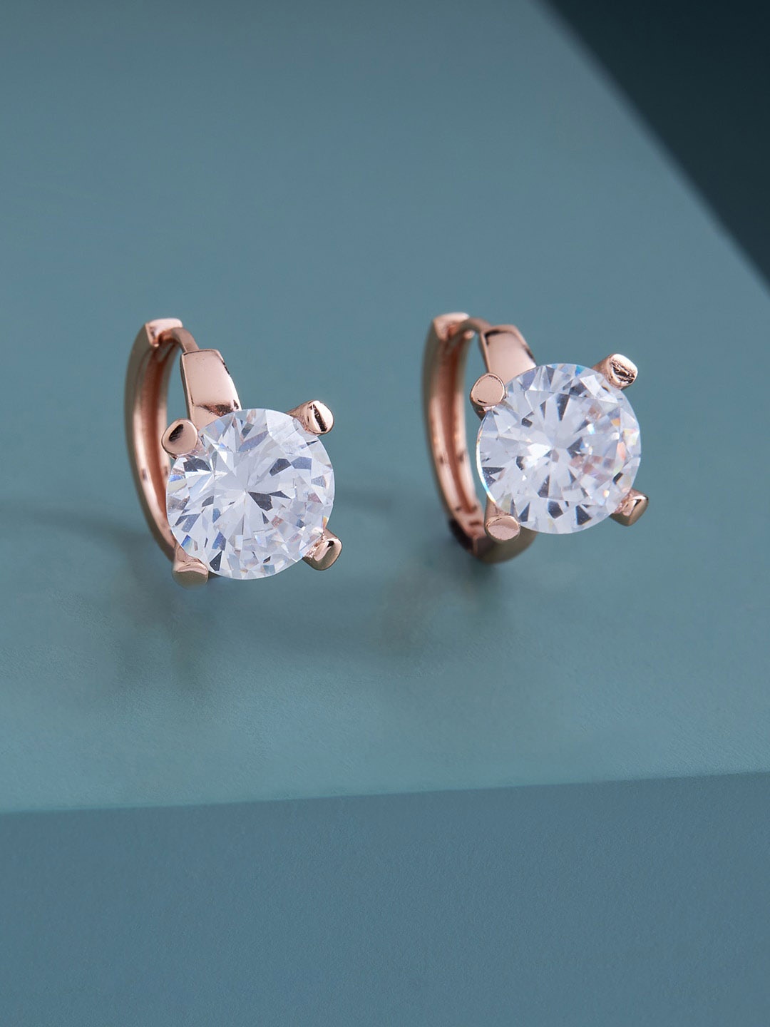 

Kushal's Fashion Jewellery Rose-Gold Plated Contemporary Studs Earrings, White