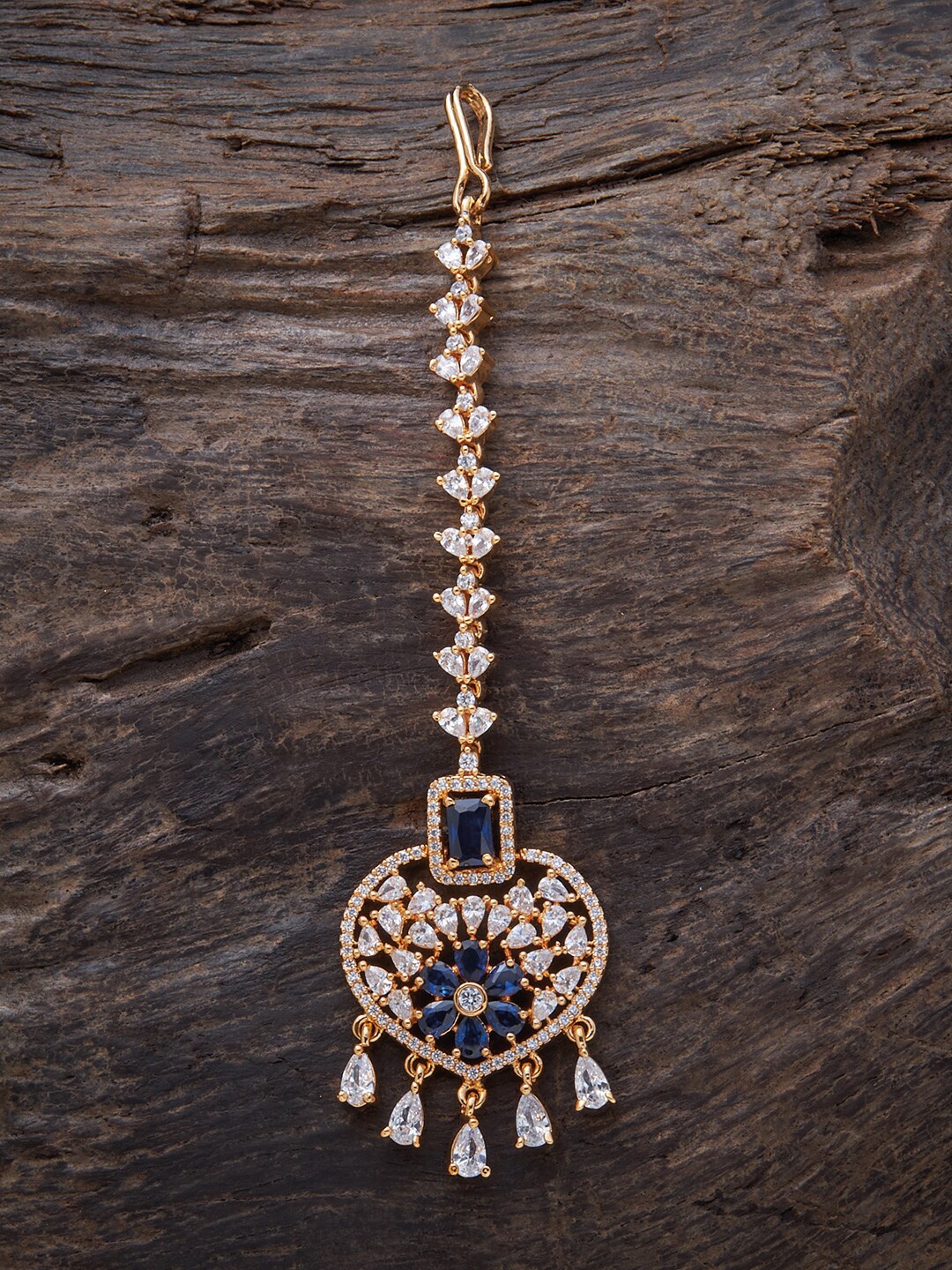 

Kushal's Fashion Jewellery Gold-Plated CZ Studded Maang Tikka, White