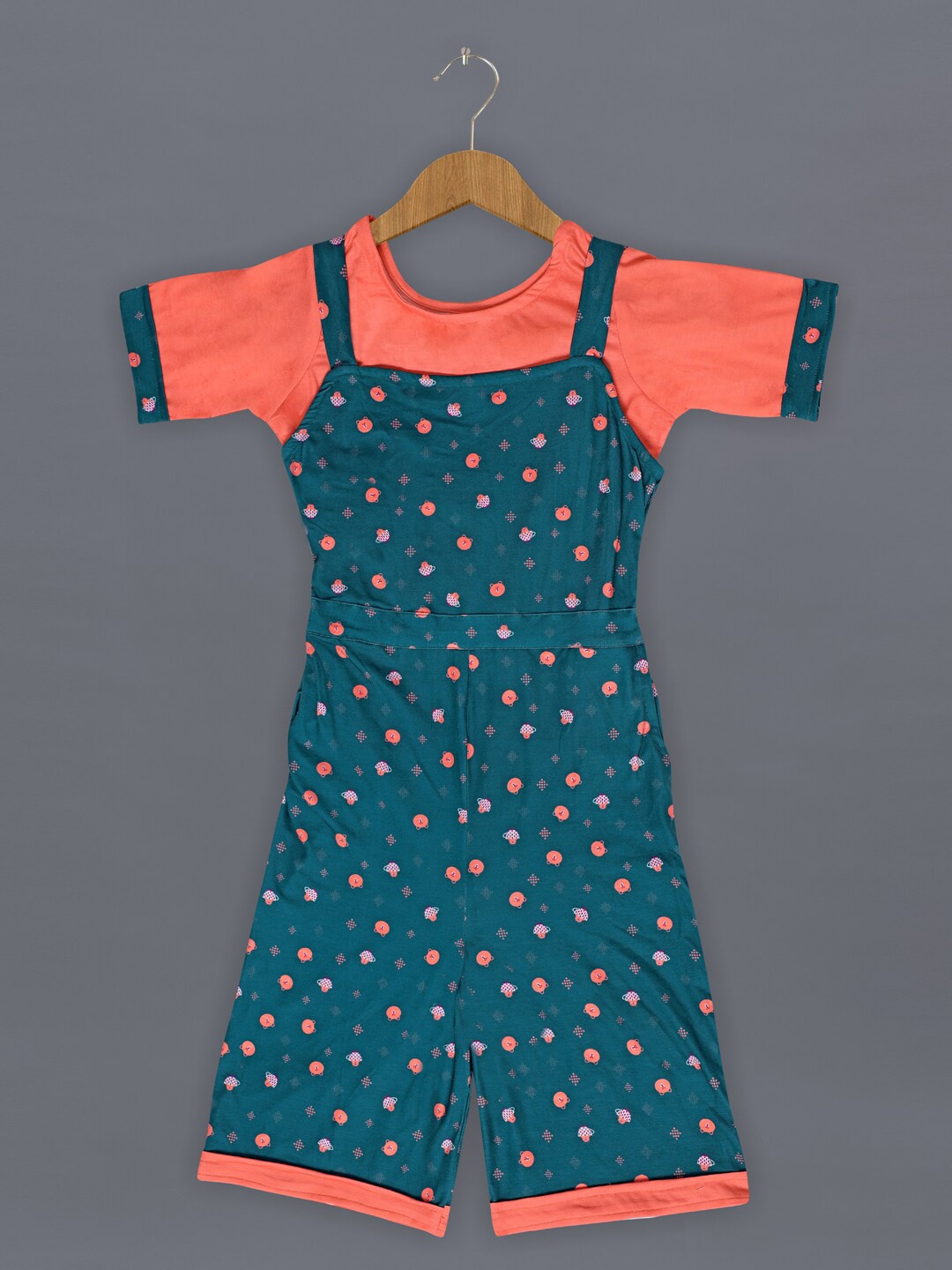 

FASHION DREAM Girls Printed Basic Playsuit, Teal