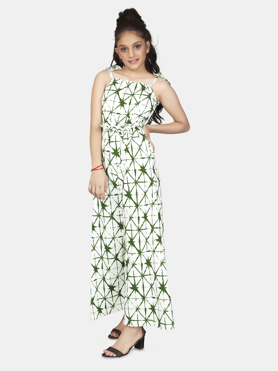 

FASHION DREAM Girls Printed Basic Jumpsuit, White