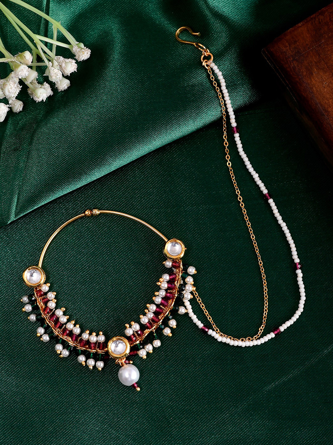 

AQUASTREET JEWELS Gold-Plated Stone-Studded Nosepin