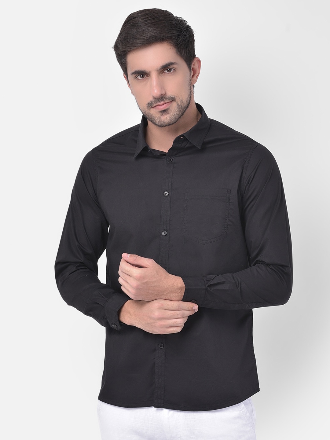 

Canary London Smart Slim Fit Spread Collar Cotton Casual Shirt, Black
