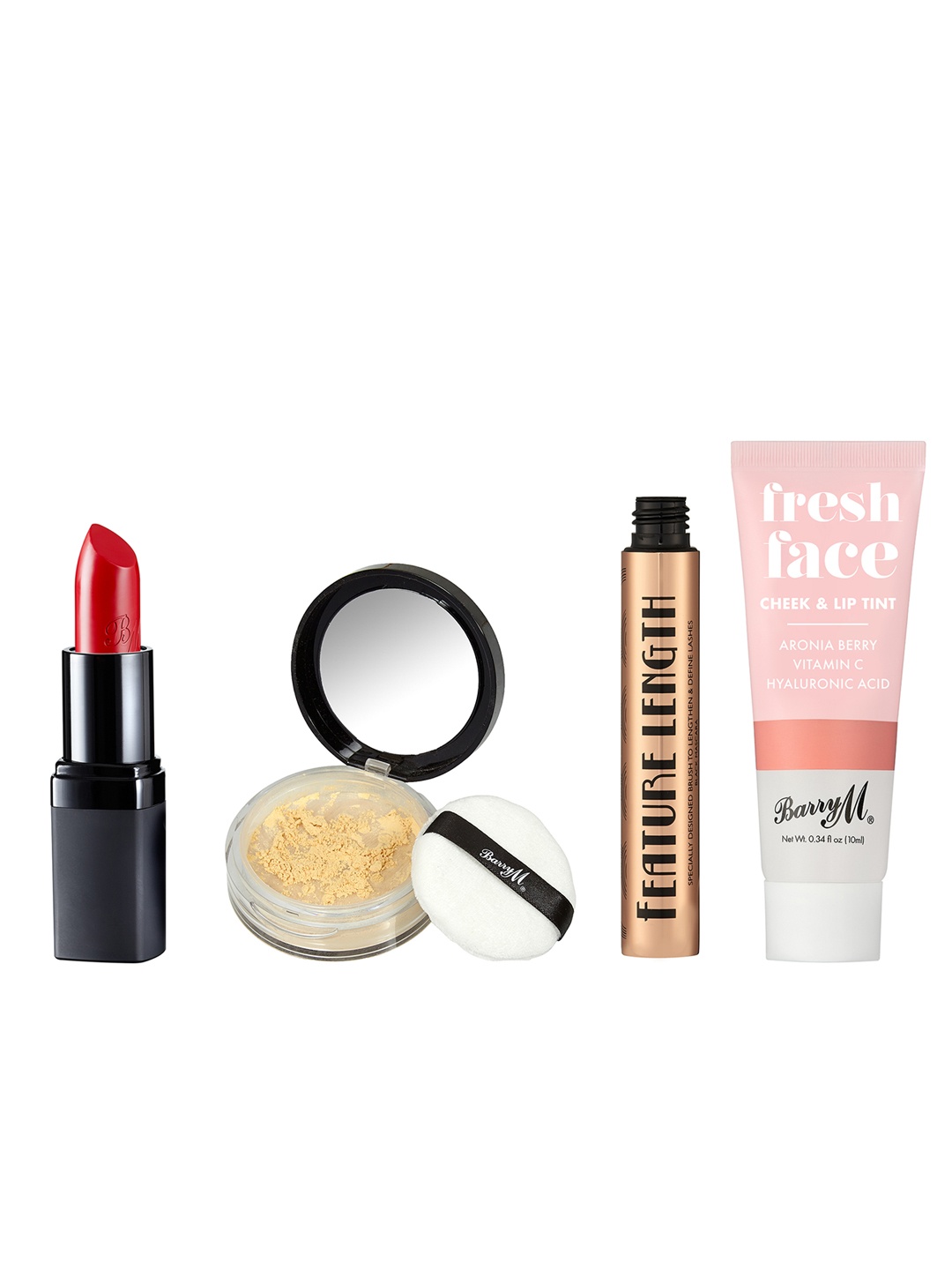 

BarryM Matte Loose Powder + Feature Length Mascara + Cheek & Lip Tint + Lipstick, Beige