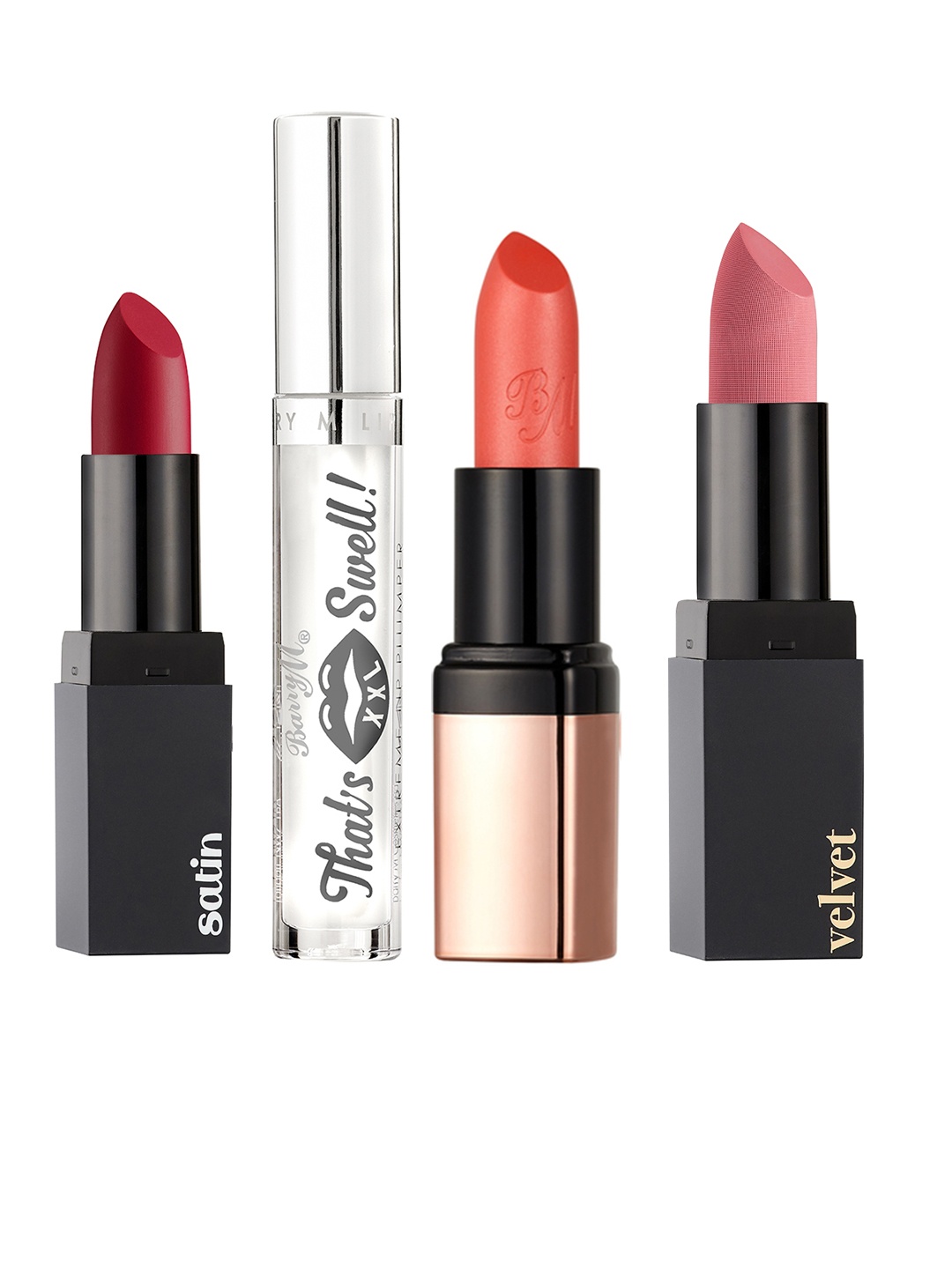 

BarryM Set of 3 Long Lasting Lipsticks - 3.5 g each & 1 Thats Swell Lip Plumper - 2.5g, Multi
