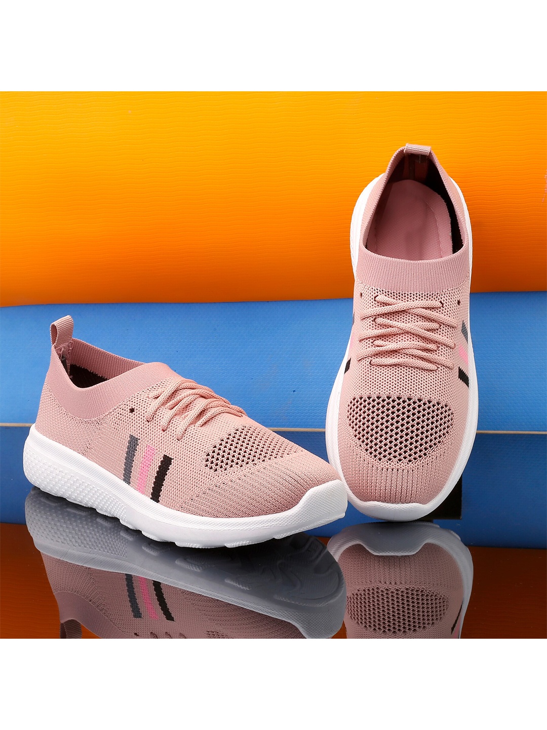 

KRAASA Women Mesh Walking Sports Shoes, Peach