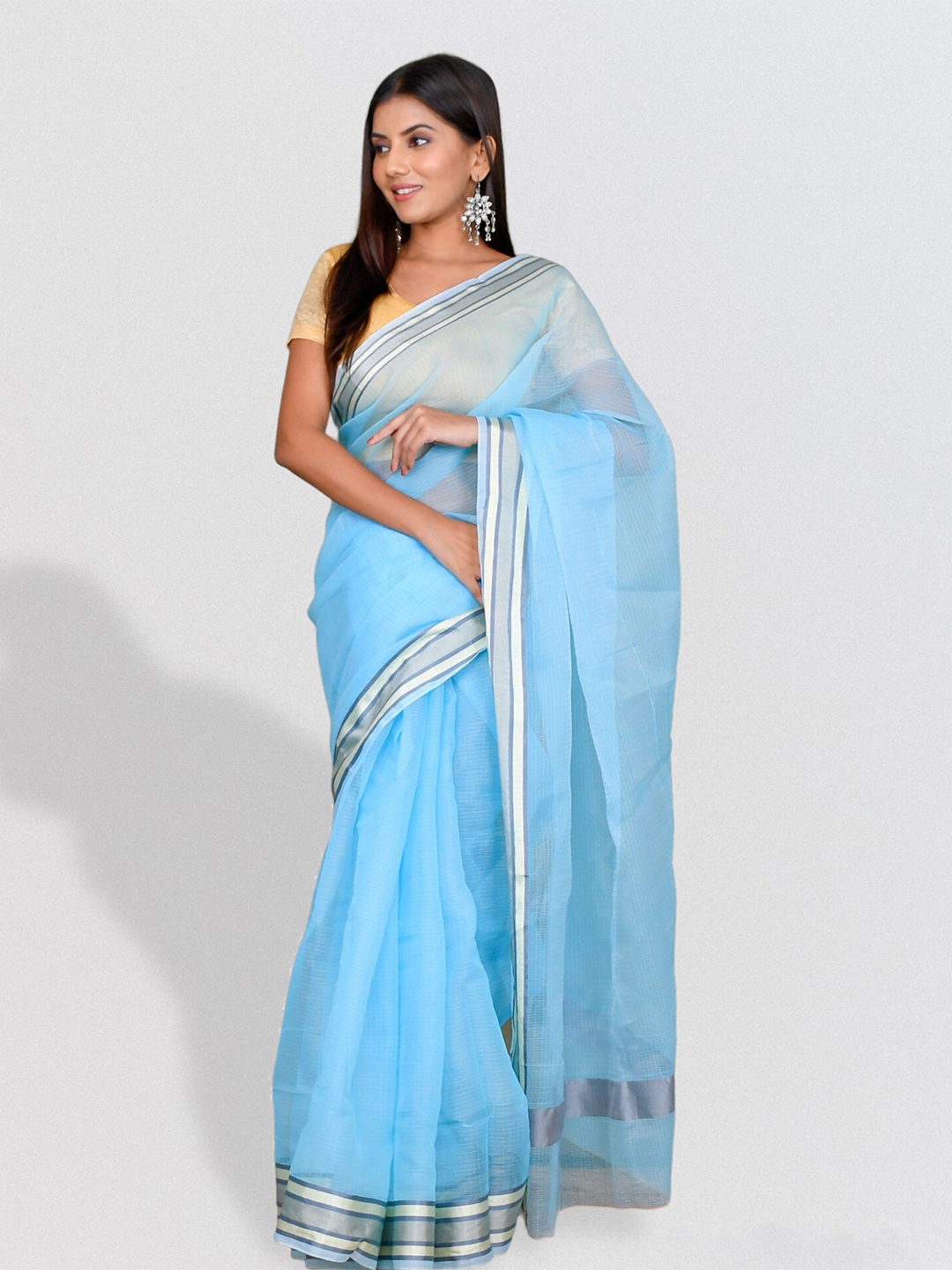 

Kesarya Striped Woven Design Supernet Kota Saree, Blue