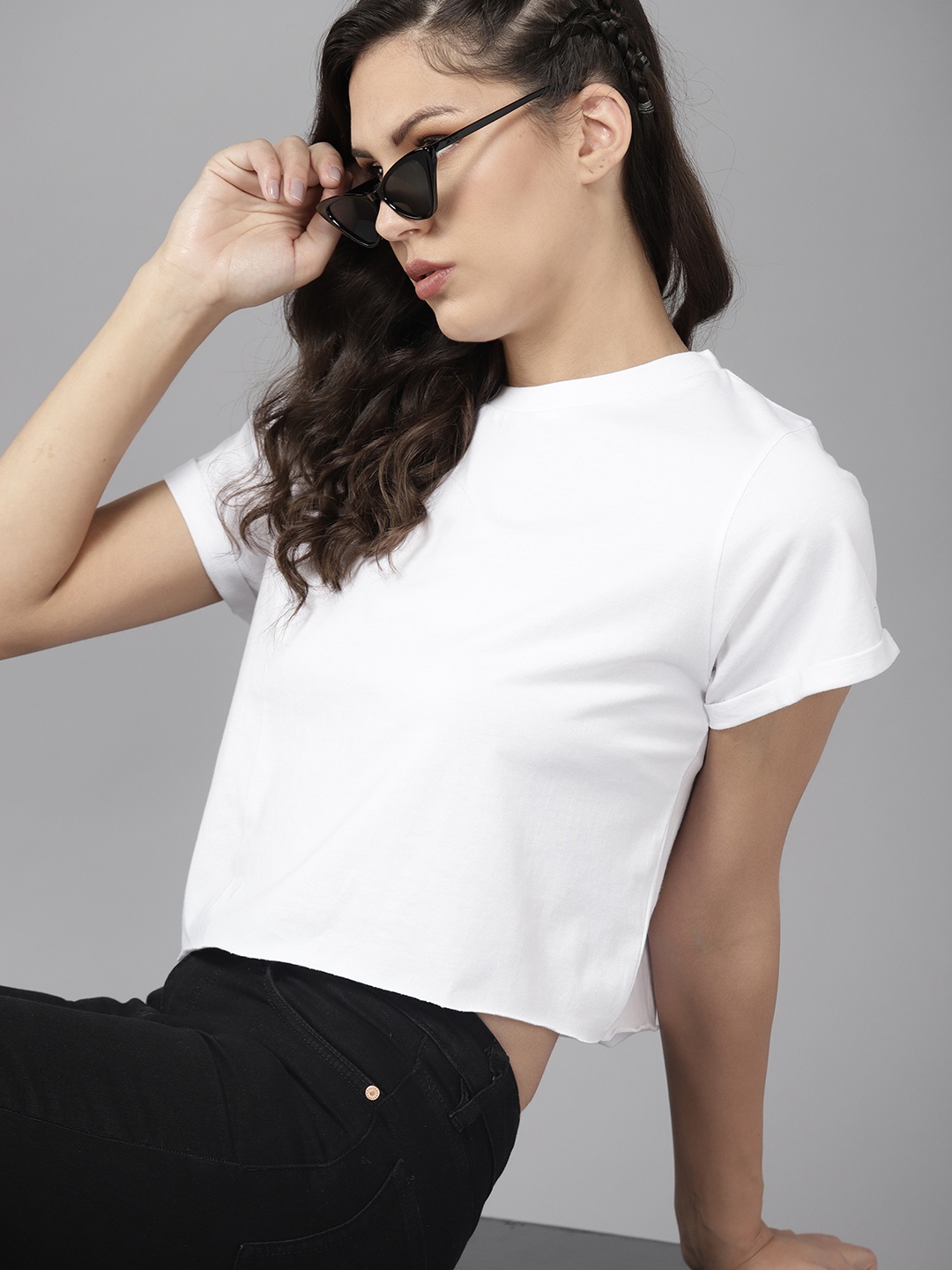 

Roadster Solid Crop Top, White