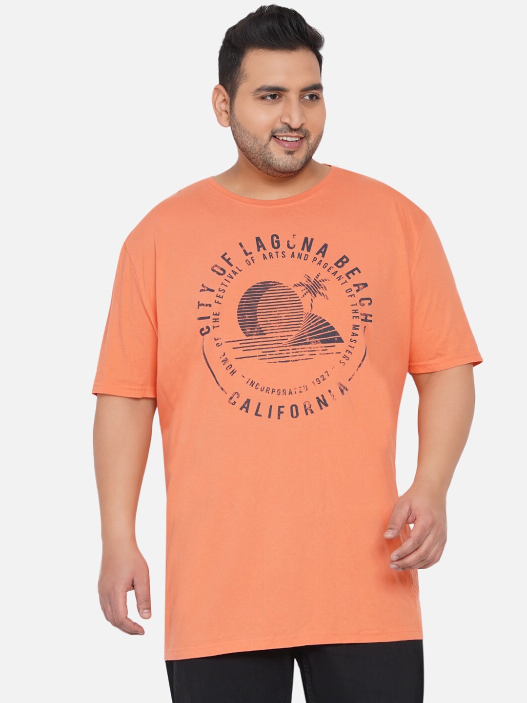 

Santonio Typography Printed Pure Cotton T-shirt, Orange