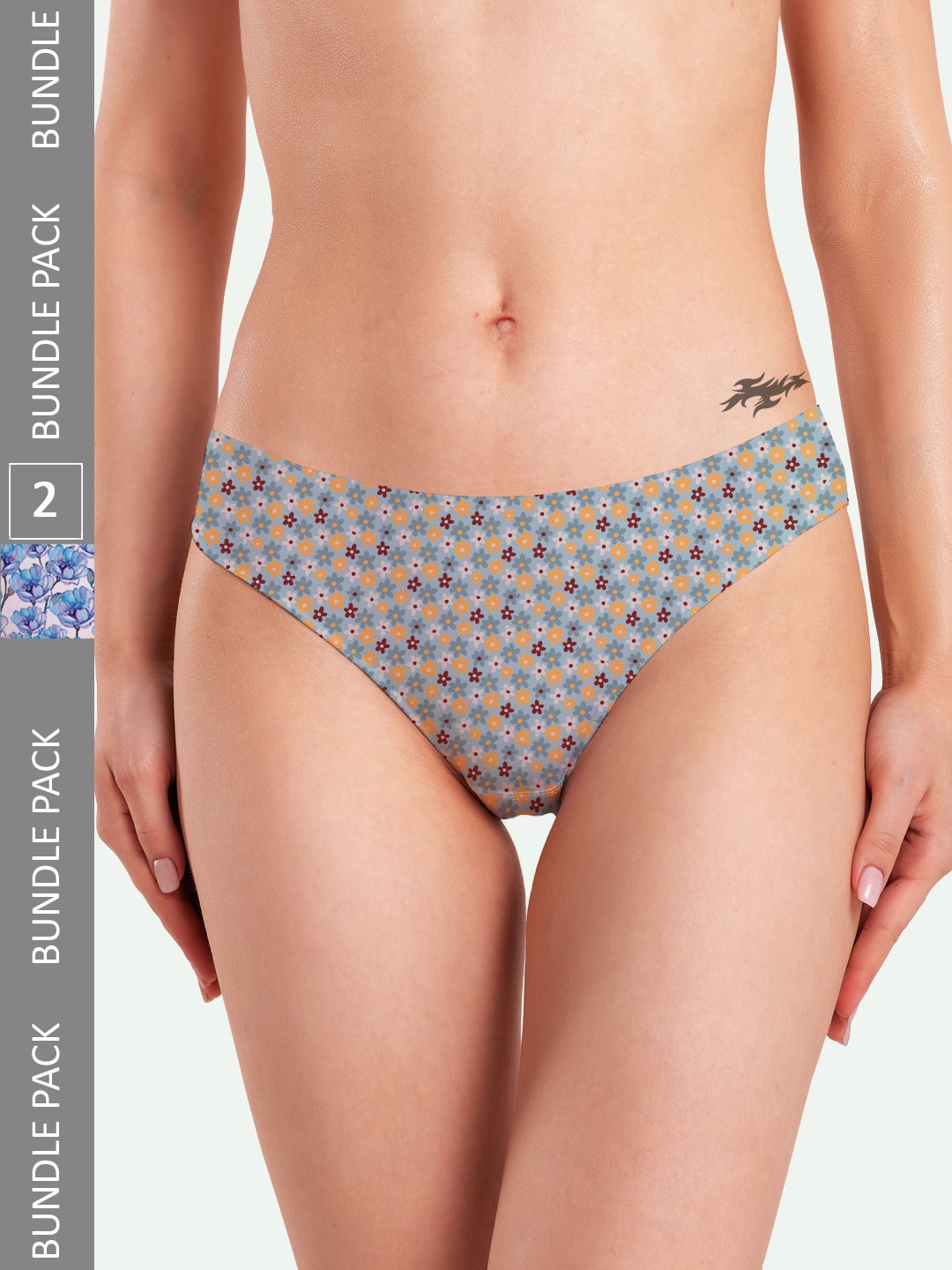 

mezmoda Women Pack Of 2 Printed Hipster Briefs, Blue