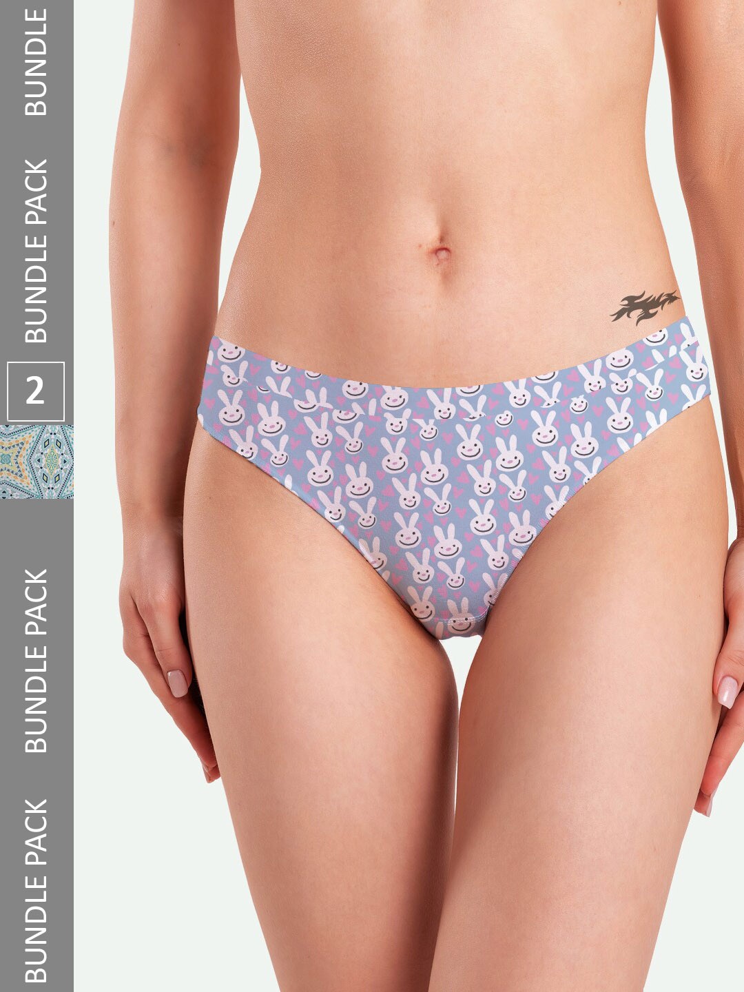 

mezmoda Women Pack Of 2 Printed Anti-Bacterial Hipster Briefs, Lavender