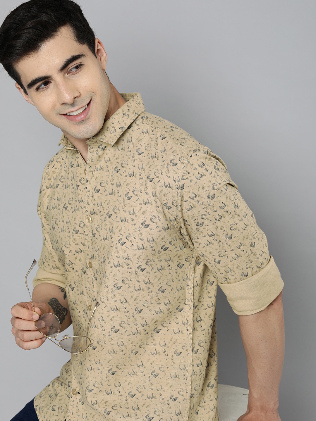 

Mast & Harbour Standard Floral Printed Casual Shirt, Khaki