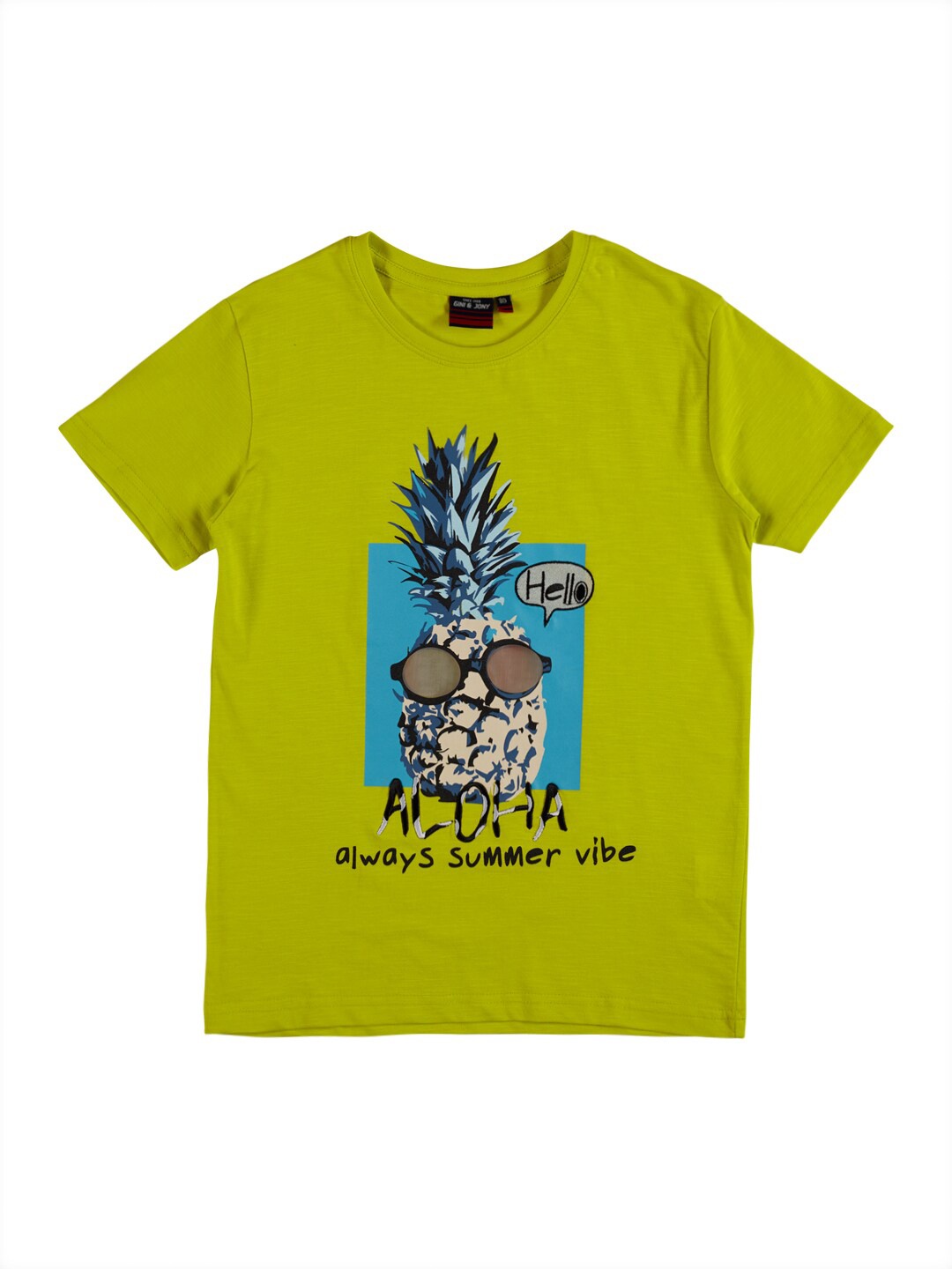 

Gini and Jony Boys Graphic Printed Cotton T-shirt, Green