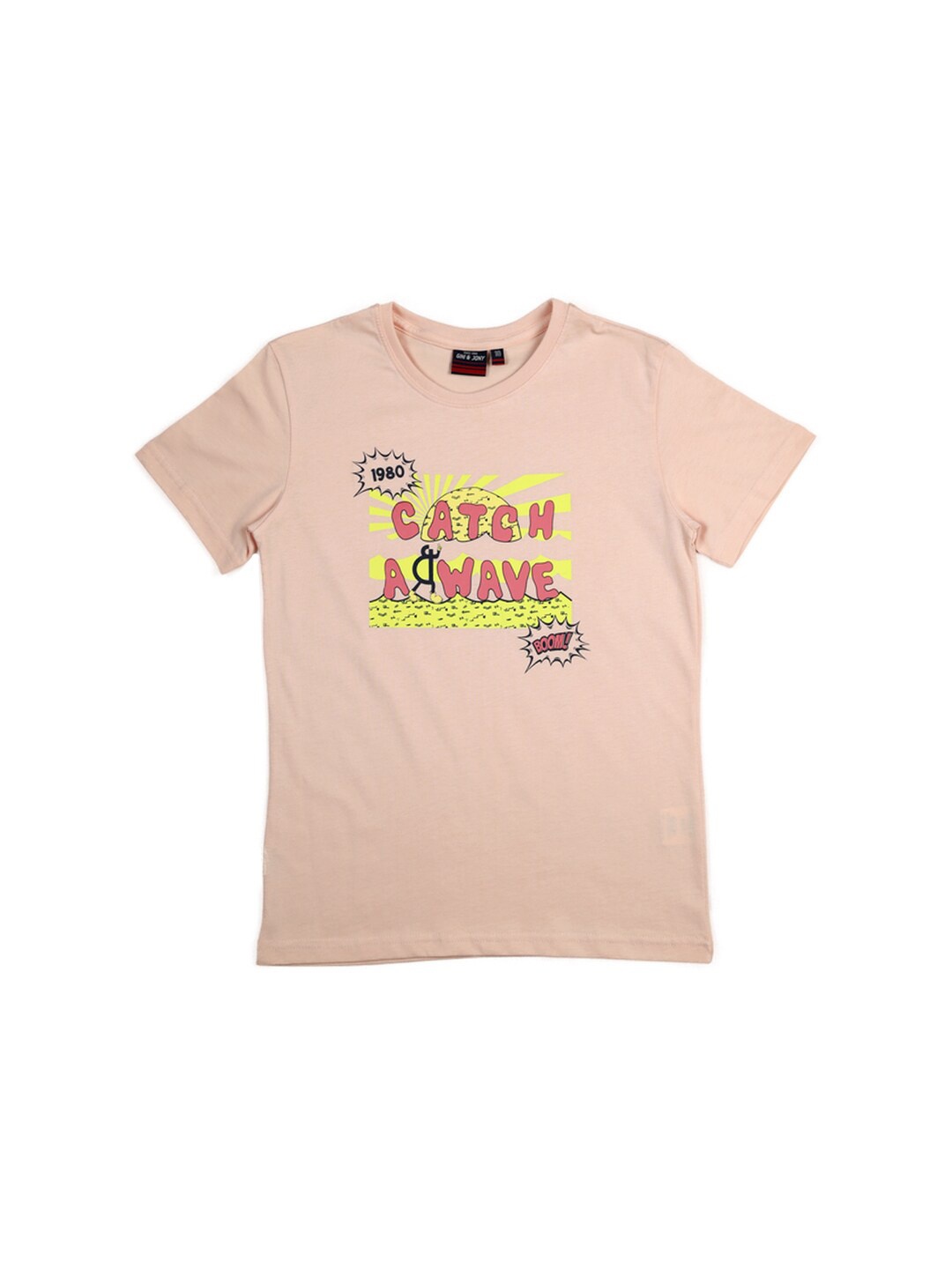 

Gini and Jony Boys Typography Printed Cotton T-shirt, Pink