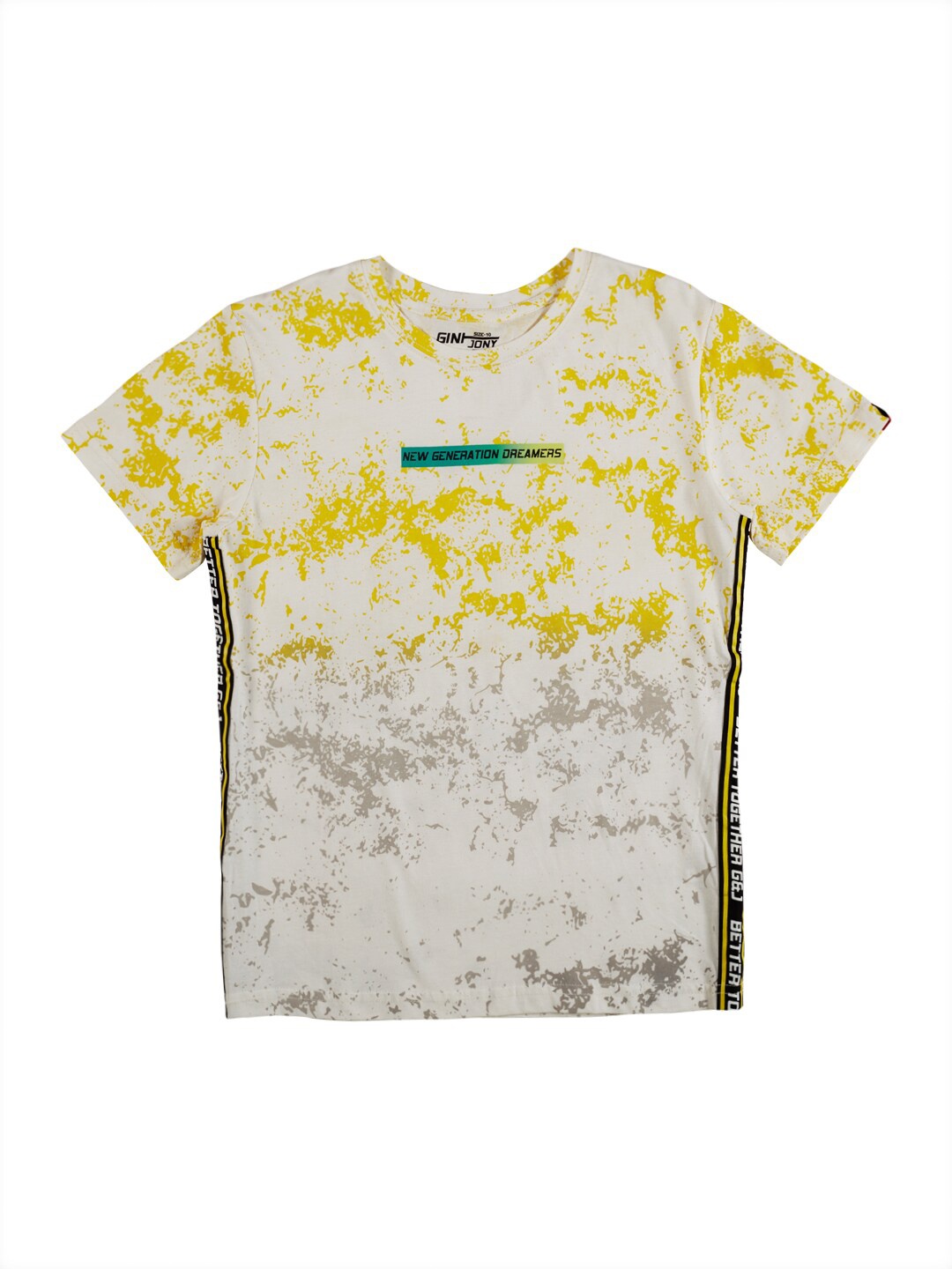 

Gini and Jony Boys Typography Printed Pure Cotton T-shirt, White