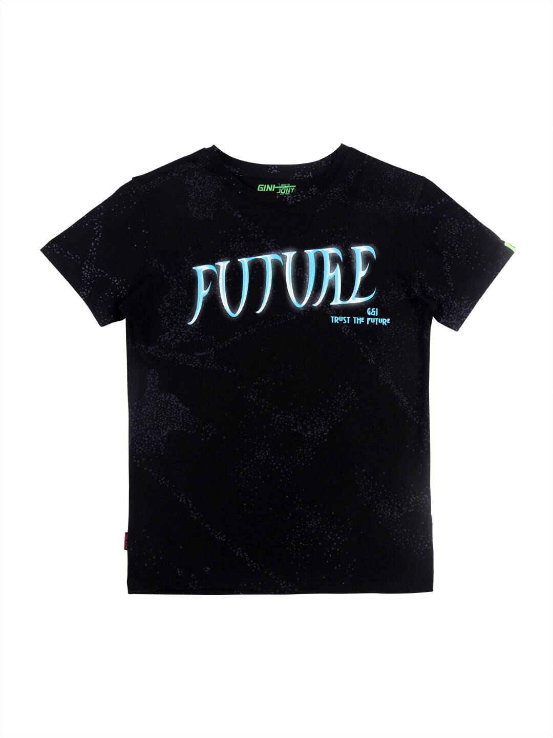 

Gini and Jony Boys Typography Printed Cotton T-shirt, Black
