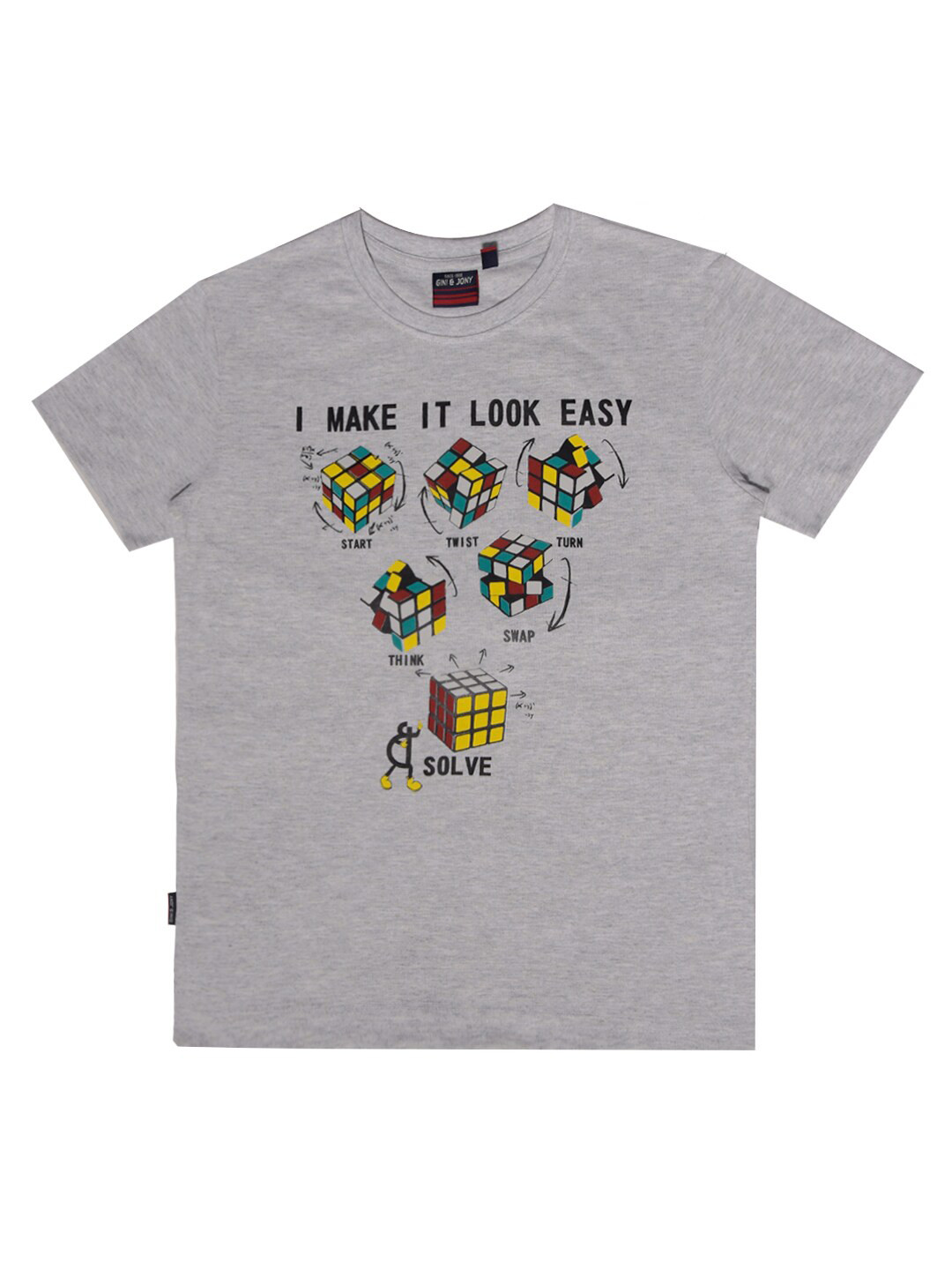 

Gini and Jony Boys Graphic Printed Cotton T-shirt, Grey