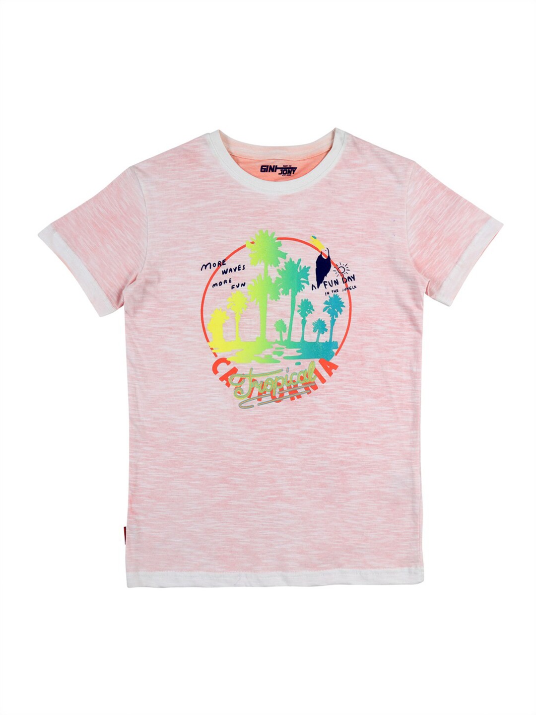 

Gini and Jony Boys Typography Printed Cotton T-shirt, Pink