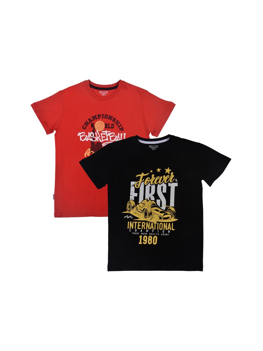 

Gini and Jony Infant Boys Pack Of 2 Typography Printed Cotton T-shirt, Red
