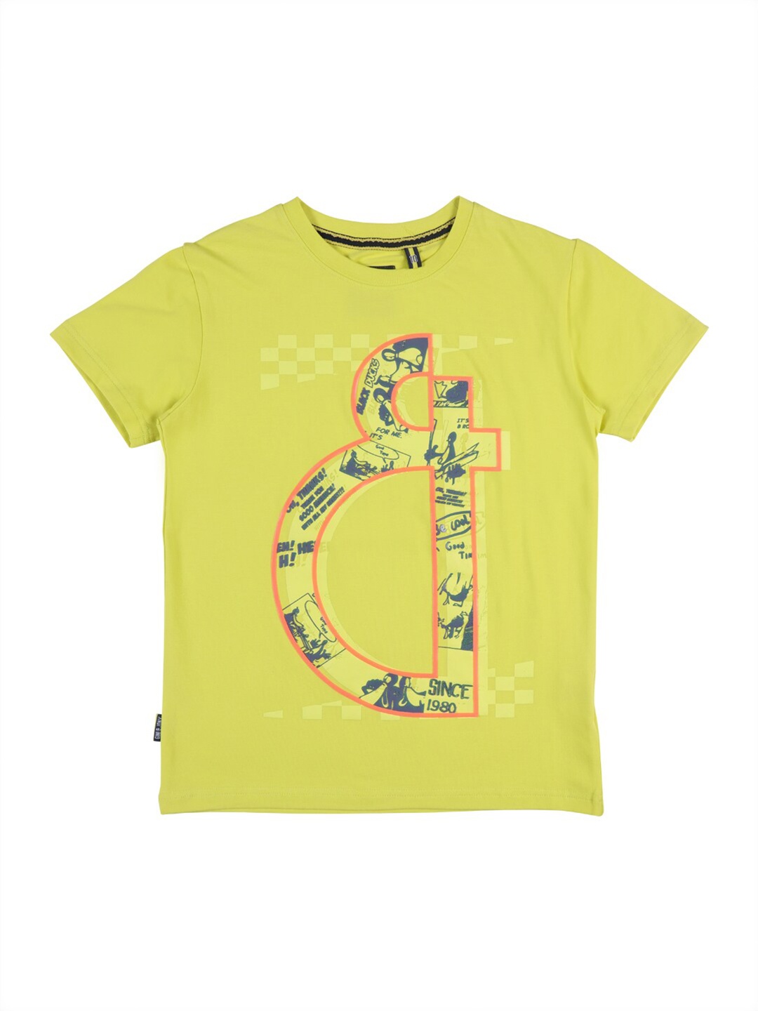 

Gini and Jony Infant Boys Typography Printed Cotton T-shirt, Lime green