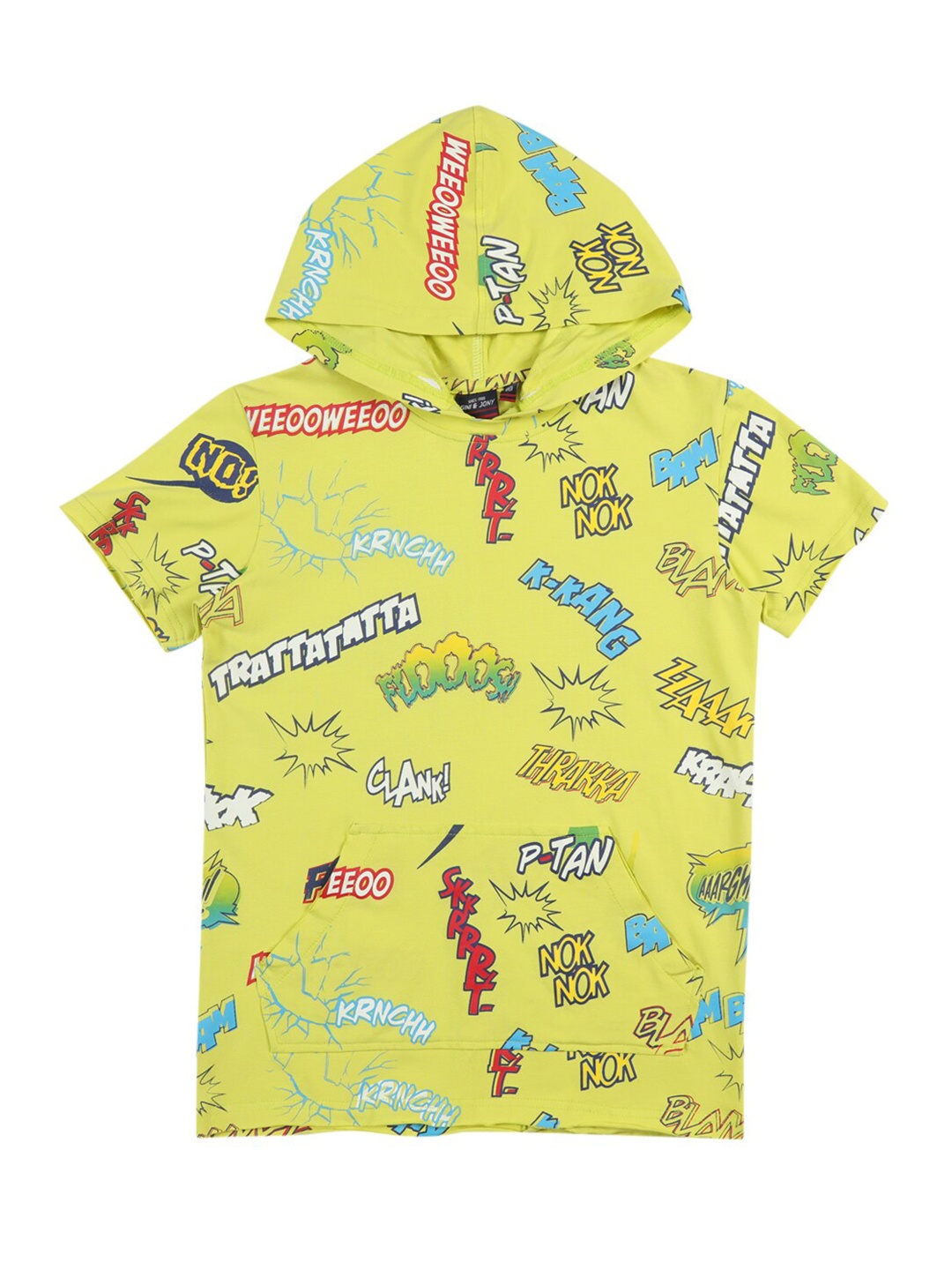 

Gini and Jony Boys Conversational Printed Hooded Pure Cotton T-shirt, Yellow