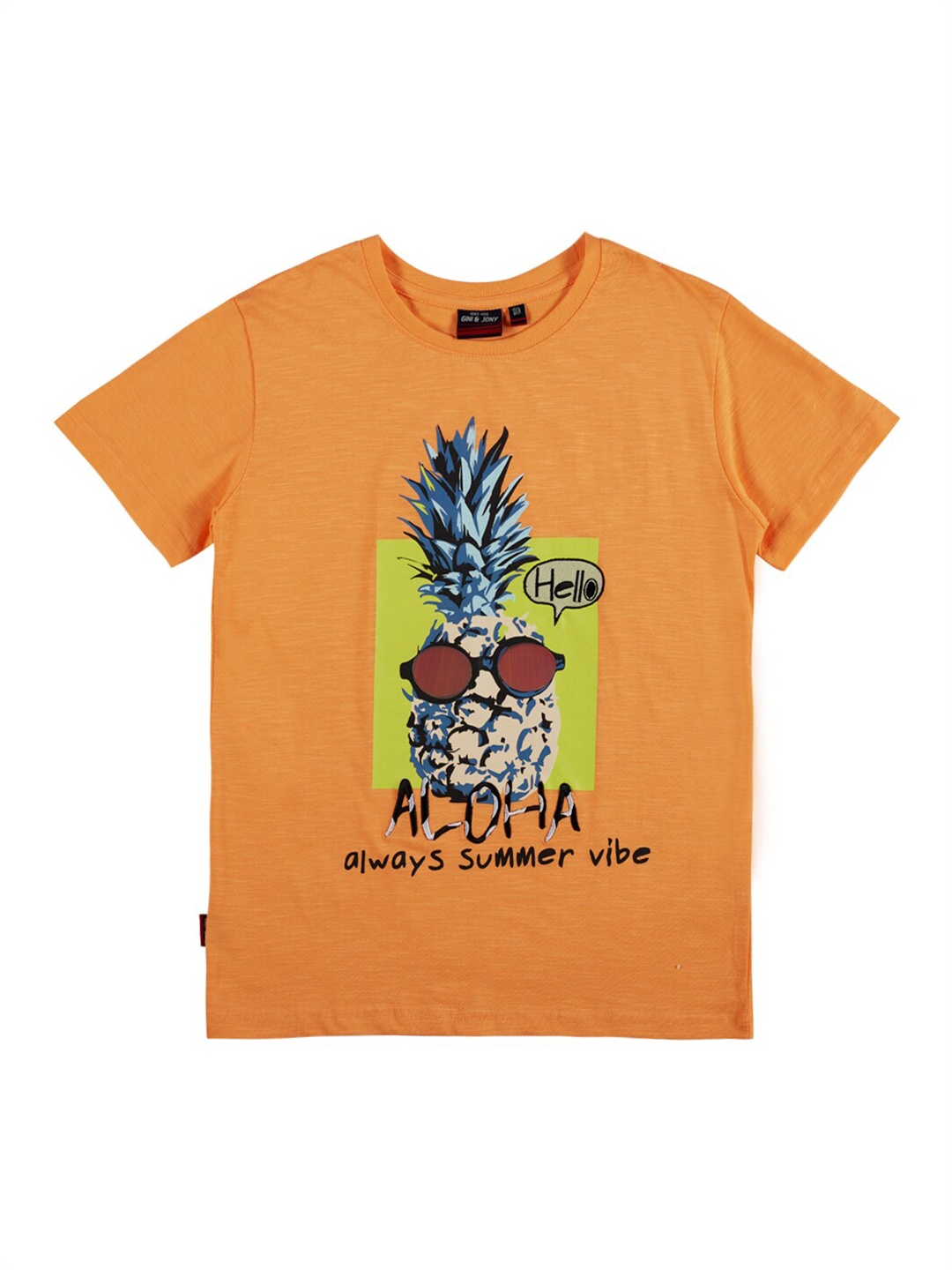 

Gini and Jony Boys Graphic Printed Cotton T-Shirt, Orange