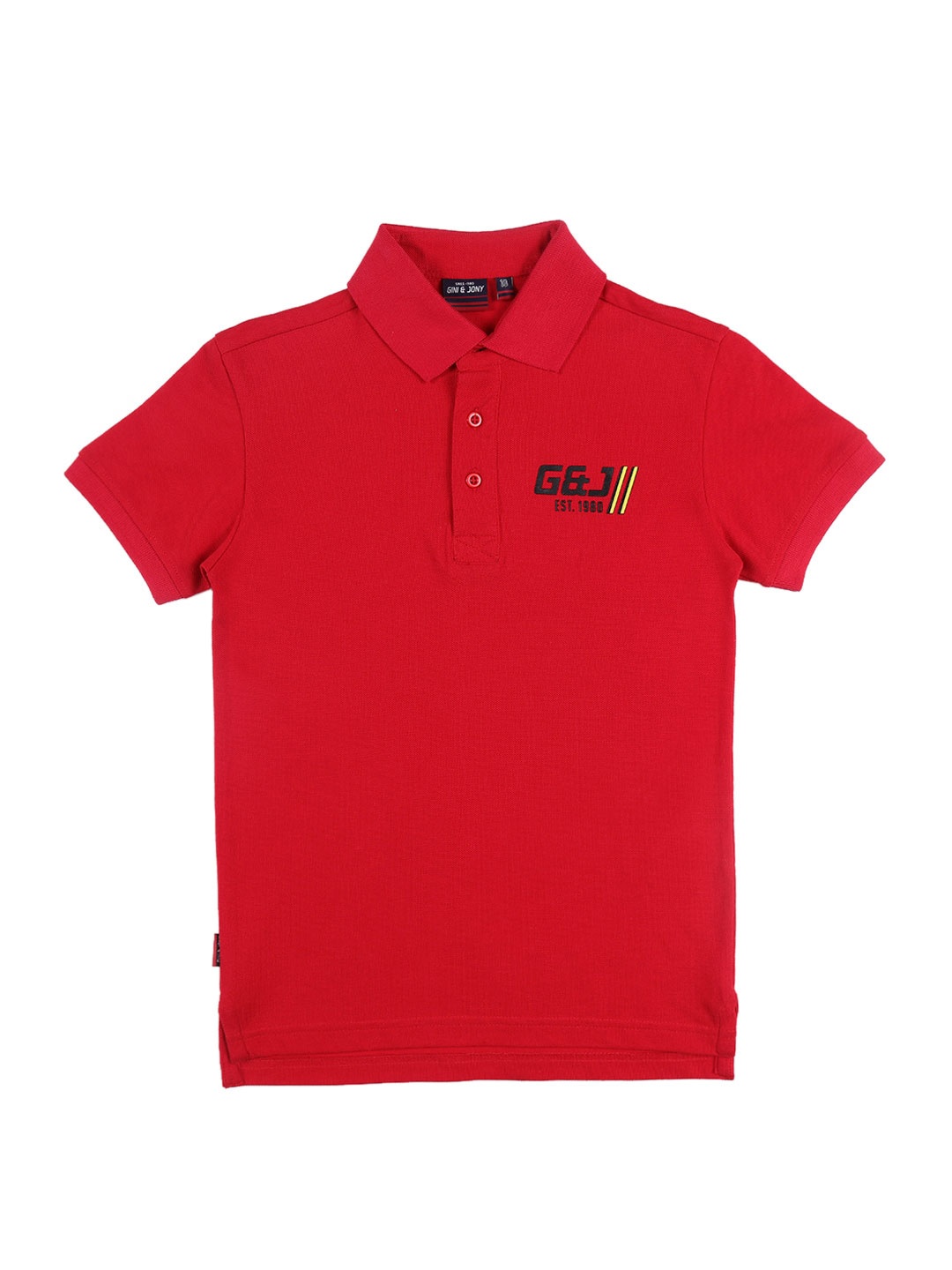 

Gini and Jony Boys Polo Collar Pure Cotton T-shirt, Red