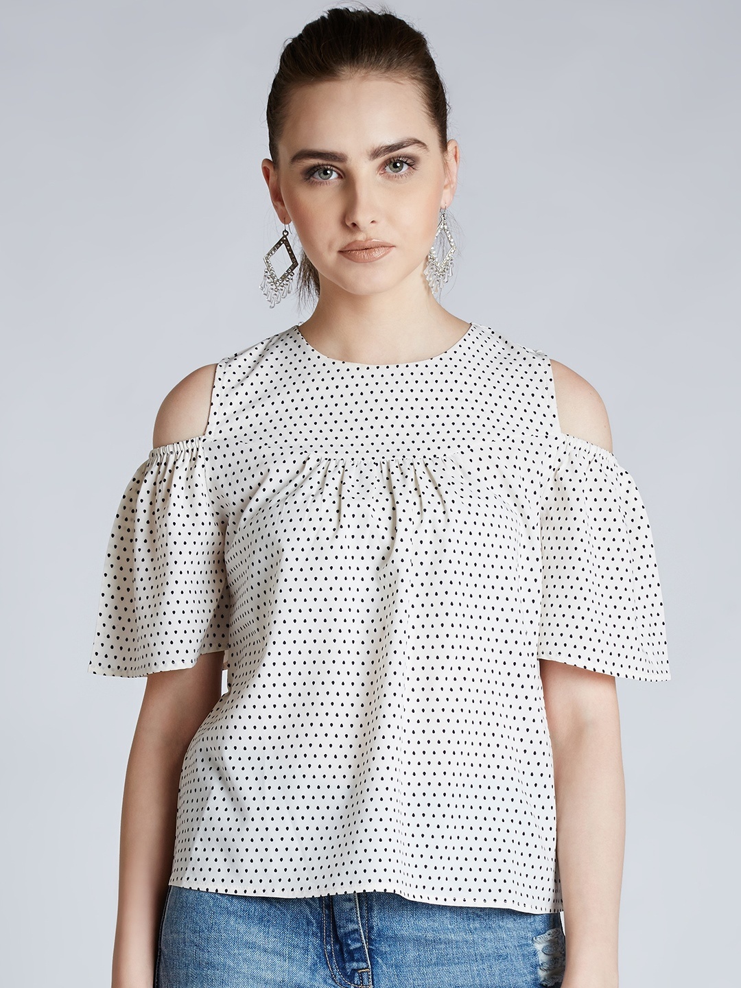 

Harpa Women Cream-Coloured Printed Top