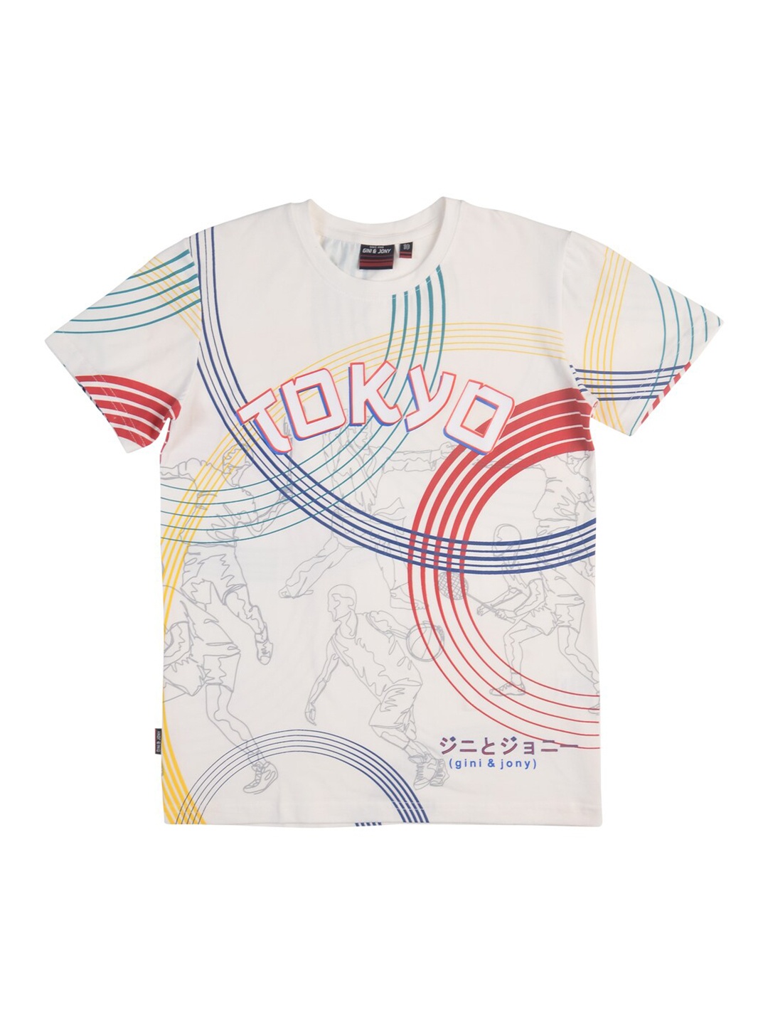 

Gini and Jony Boys Graphic Printed Cotton T-shirt, White