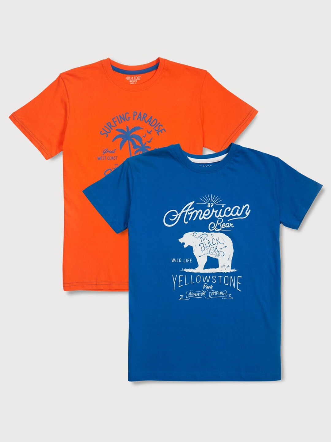 

Gini and Jony Boys Pack Of 2 Graphic Printed Cotton T-shirt, Orange