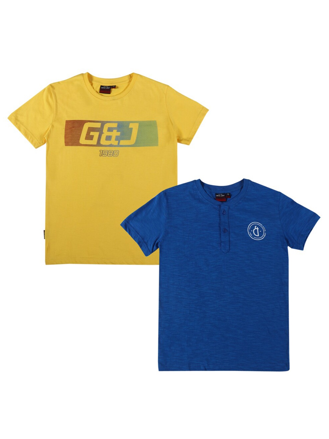 

Gini and Jony Boys Pack Of 2 Pure Cotton T-shirt, Blue