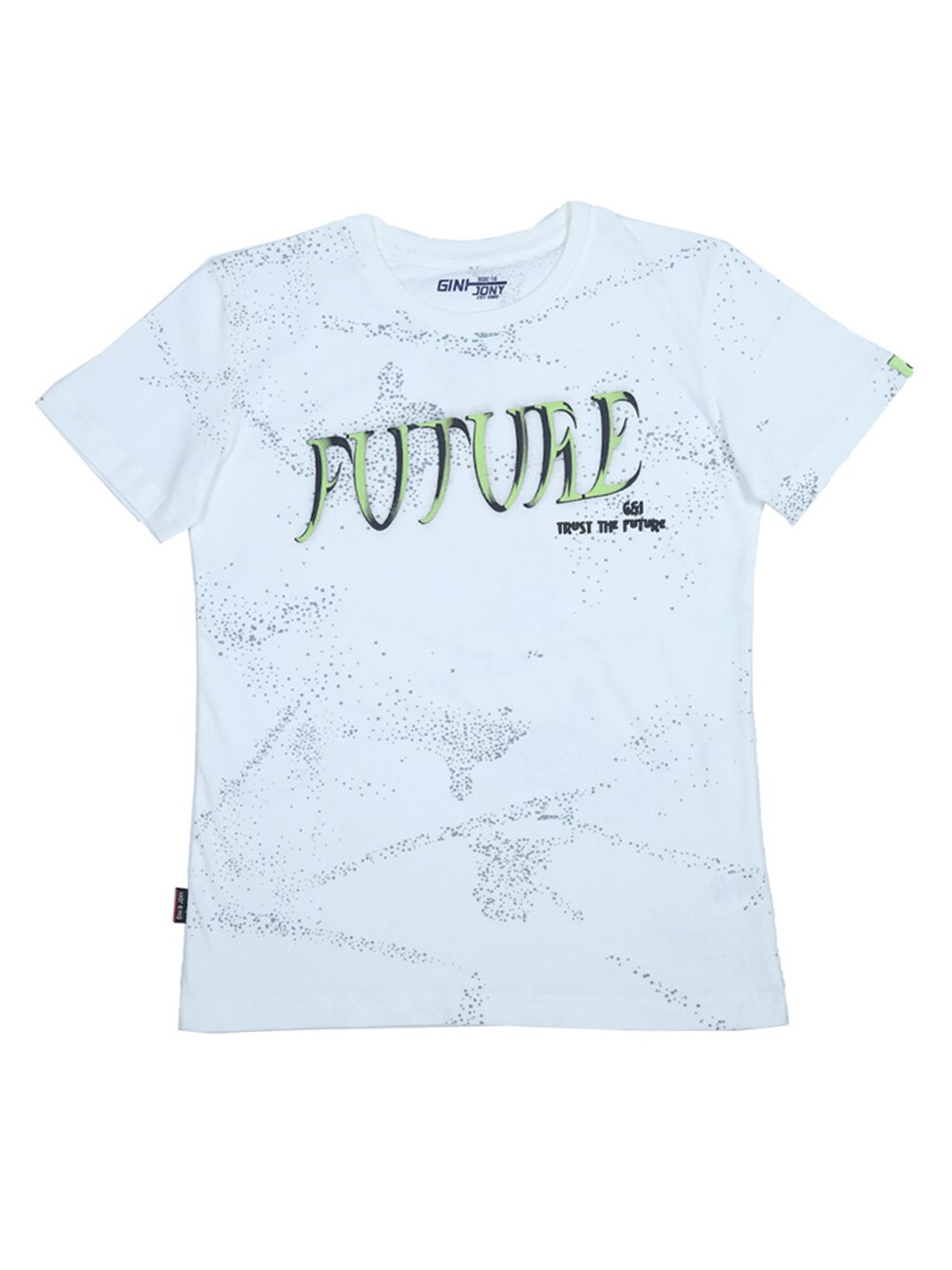 

Gini and Jony Boys Round Neck Typography Printed Cotton T-shirt, White