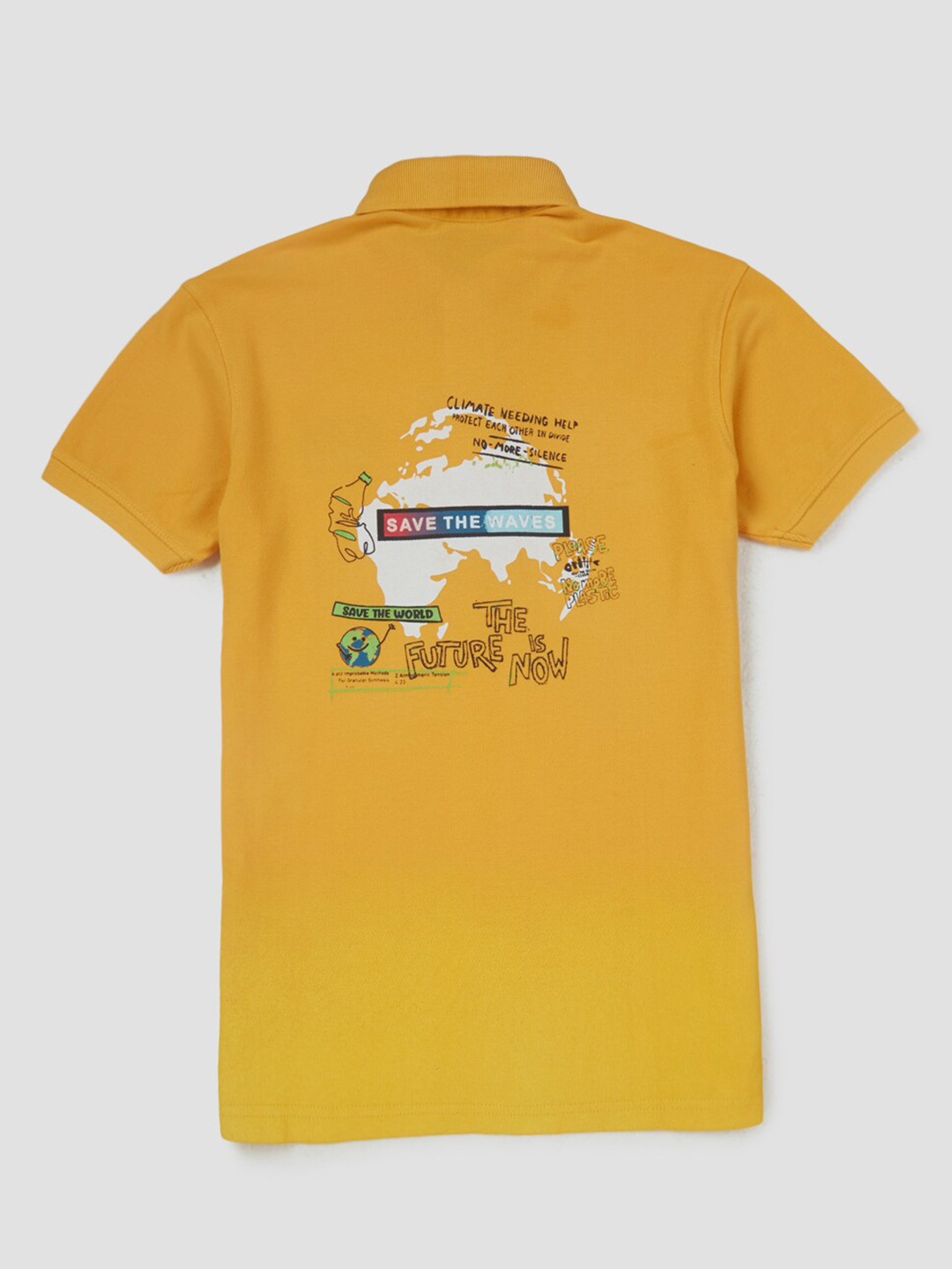 

Gini and Jony Boys Typography Printed Polo Collar Cotton T-shirt, Yellow