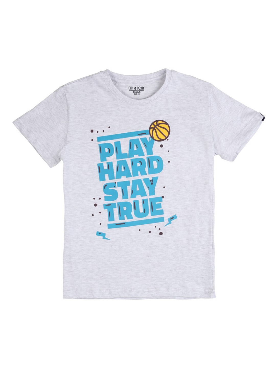 

Gini and Jony Boys Typography Printed T-shirt, Grey