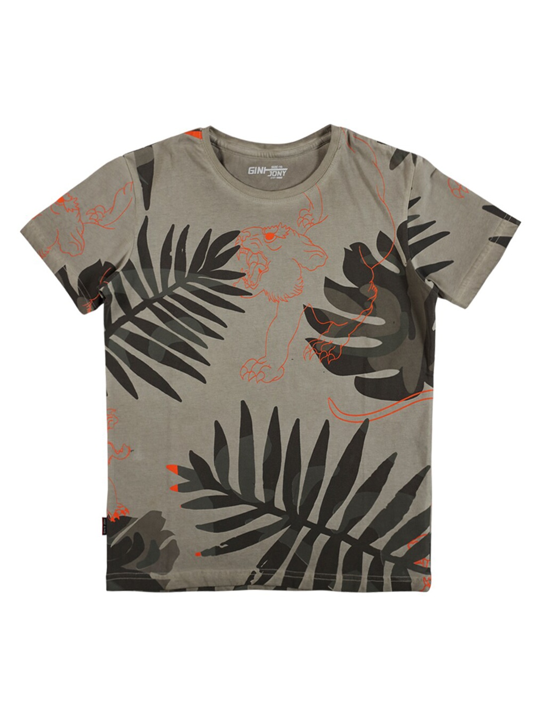 

Gini and Jony Boys Printed Pure Cotton T-shirt, Grey