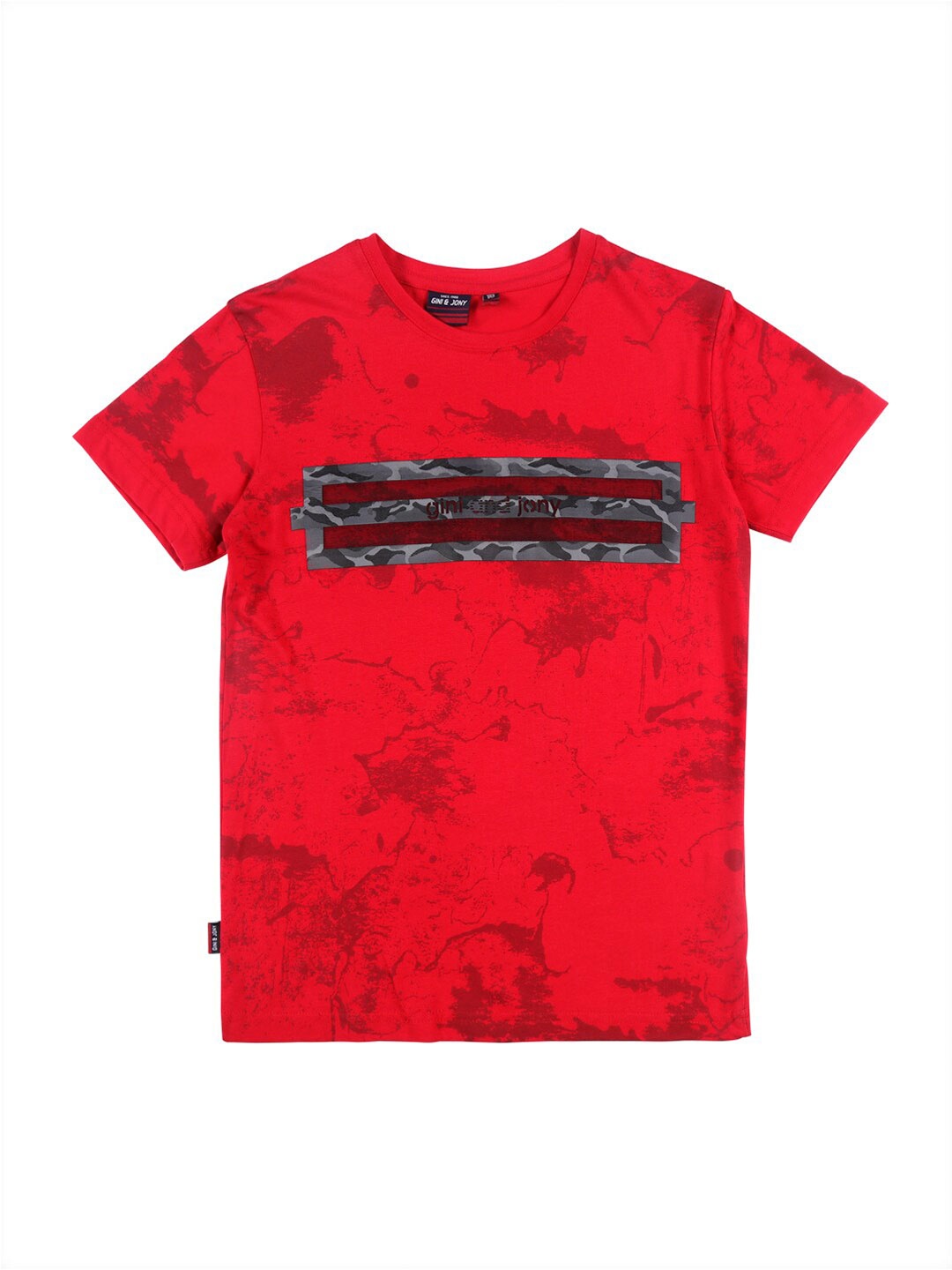 

Gini and Jony Boys Abstract Printed Cotton T-shirt, Red