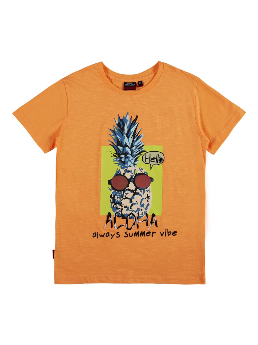 

Gini and Jony Infants Boys Graphic Printed Cotton T-shirt, Orange