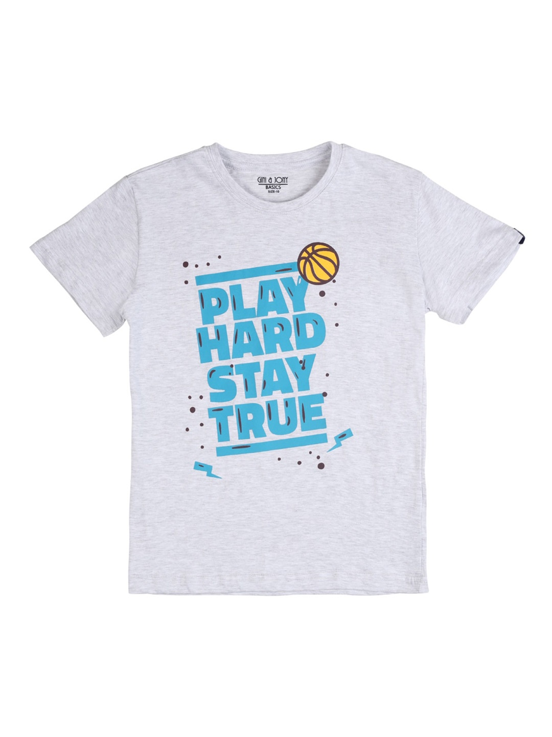 

Gini and Jony Boys Typography Printed Cotton T-shirt, Grey