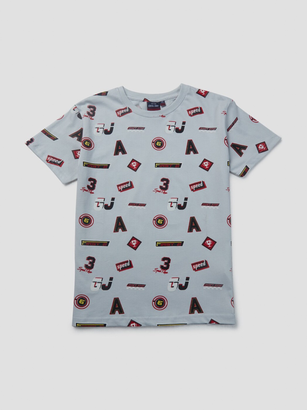 

Gini and Jony Boys Coversational Printed Cotton T-shirt, Grey