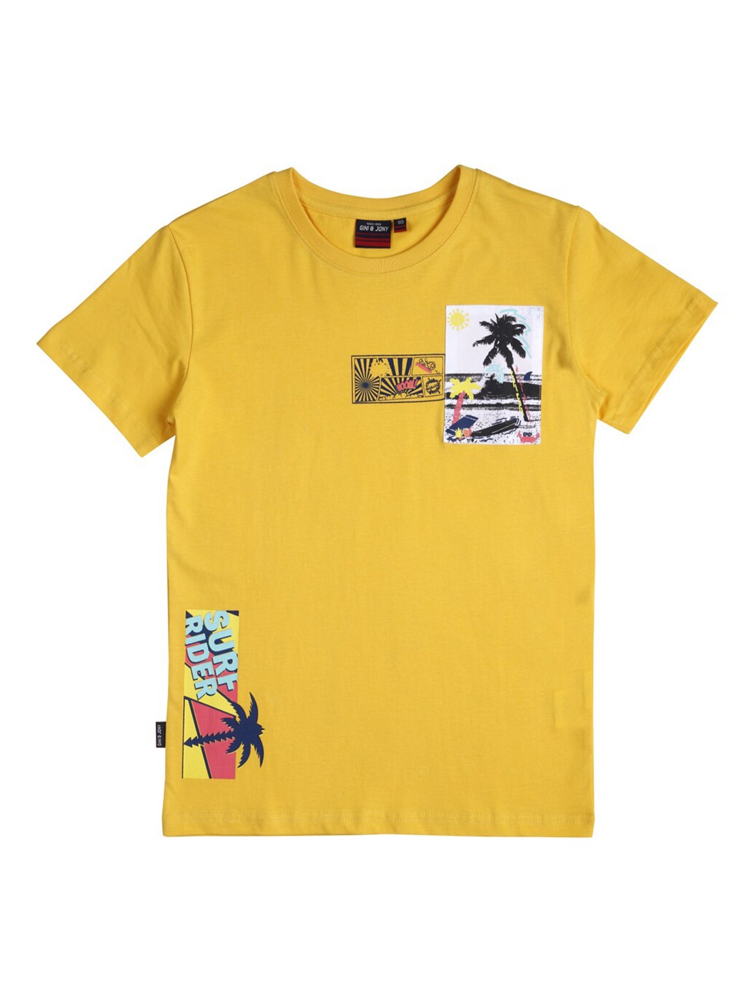 

Gini and Jony Infants Boys Graphic Printed Cotton T-shirt, Yellow