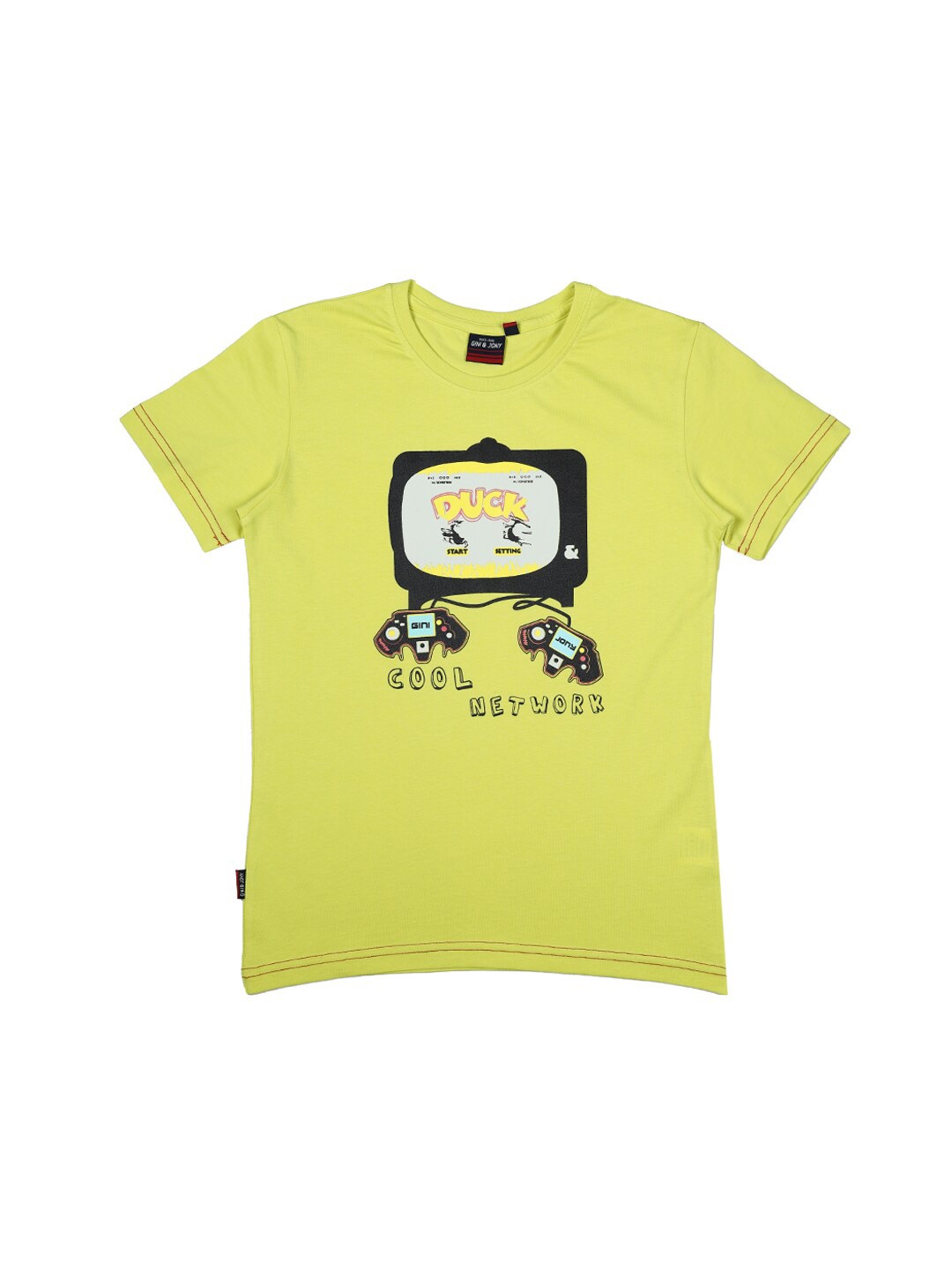 

Gini and Jony Boys Graphic Printed Cotton T-shirt, Green